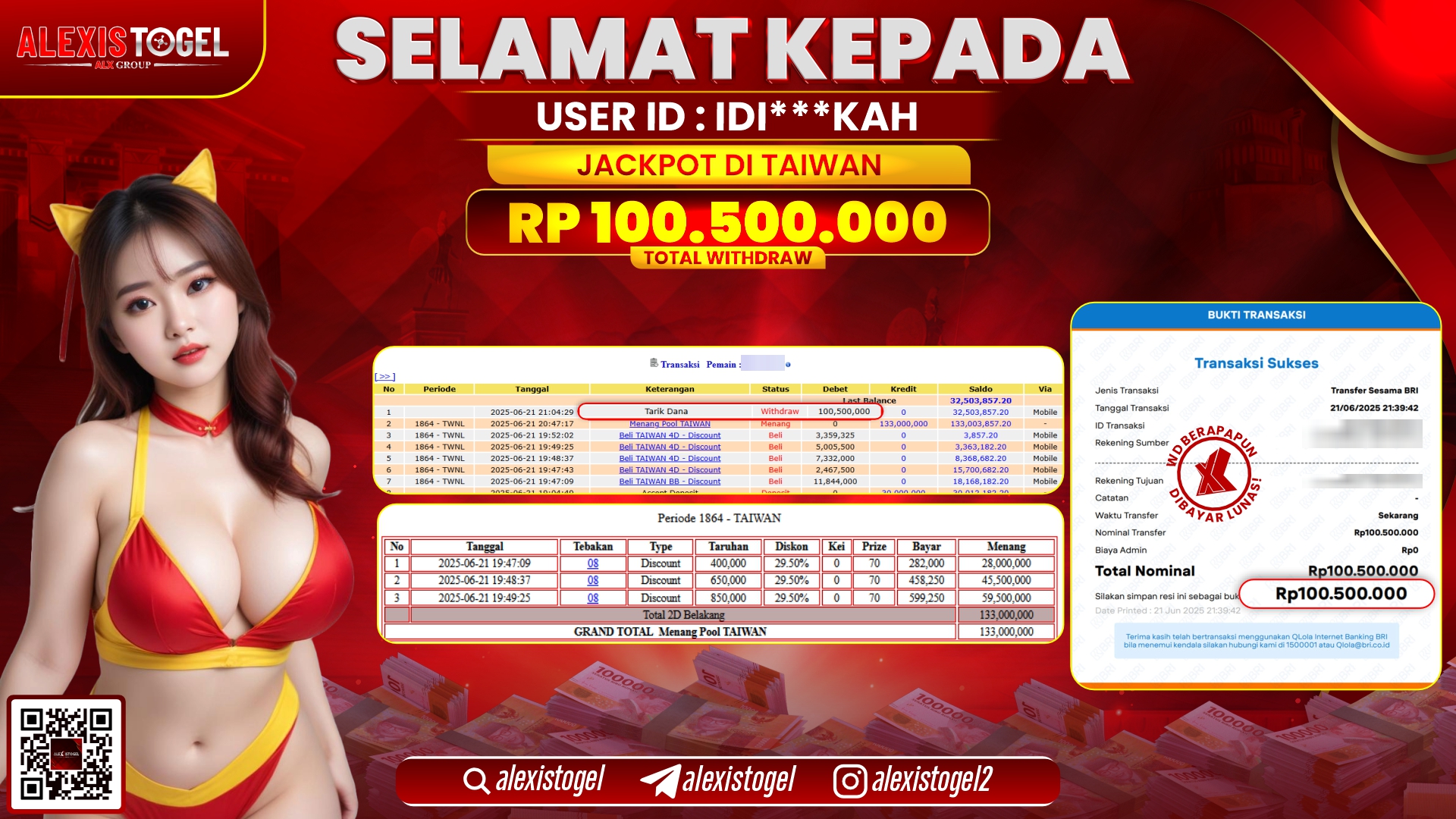 ALEXISTOGEL di TOGEL TAIWAN RP.100.500.000 LUNAS