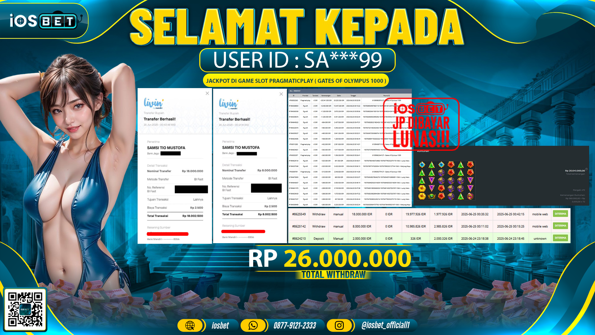 Bukti Pembayaran LUNAS SLOT GAME GACOR  Rp.26.000.000
