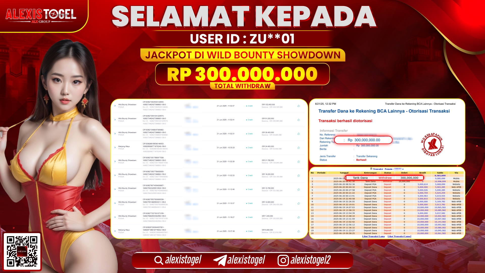 ALEXISTOGEL di SLOT WILD BOUNTY SHOWDOWN RP.300.000.000 LUNAS