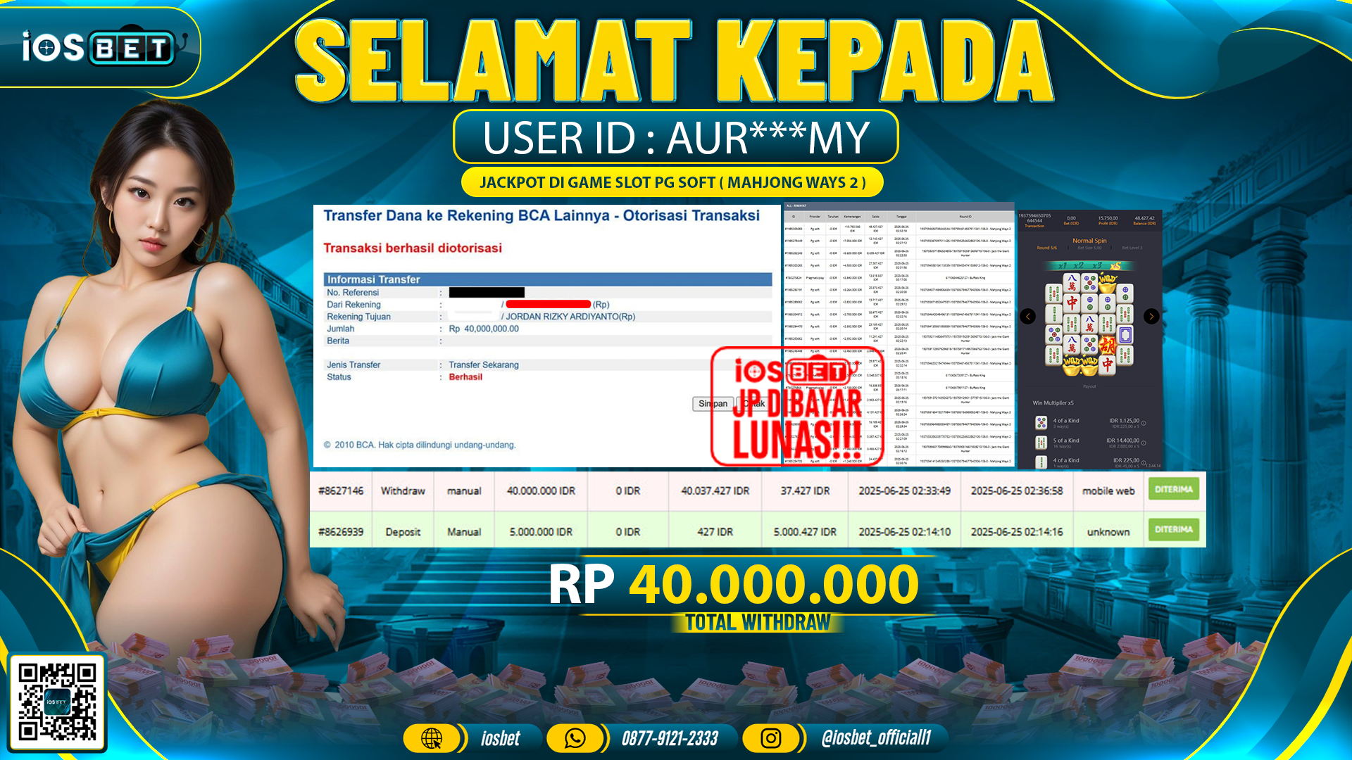 Bukti Pembayaran LUNAS SLOT GAME GACOR  Rp.40.000.000