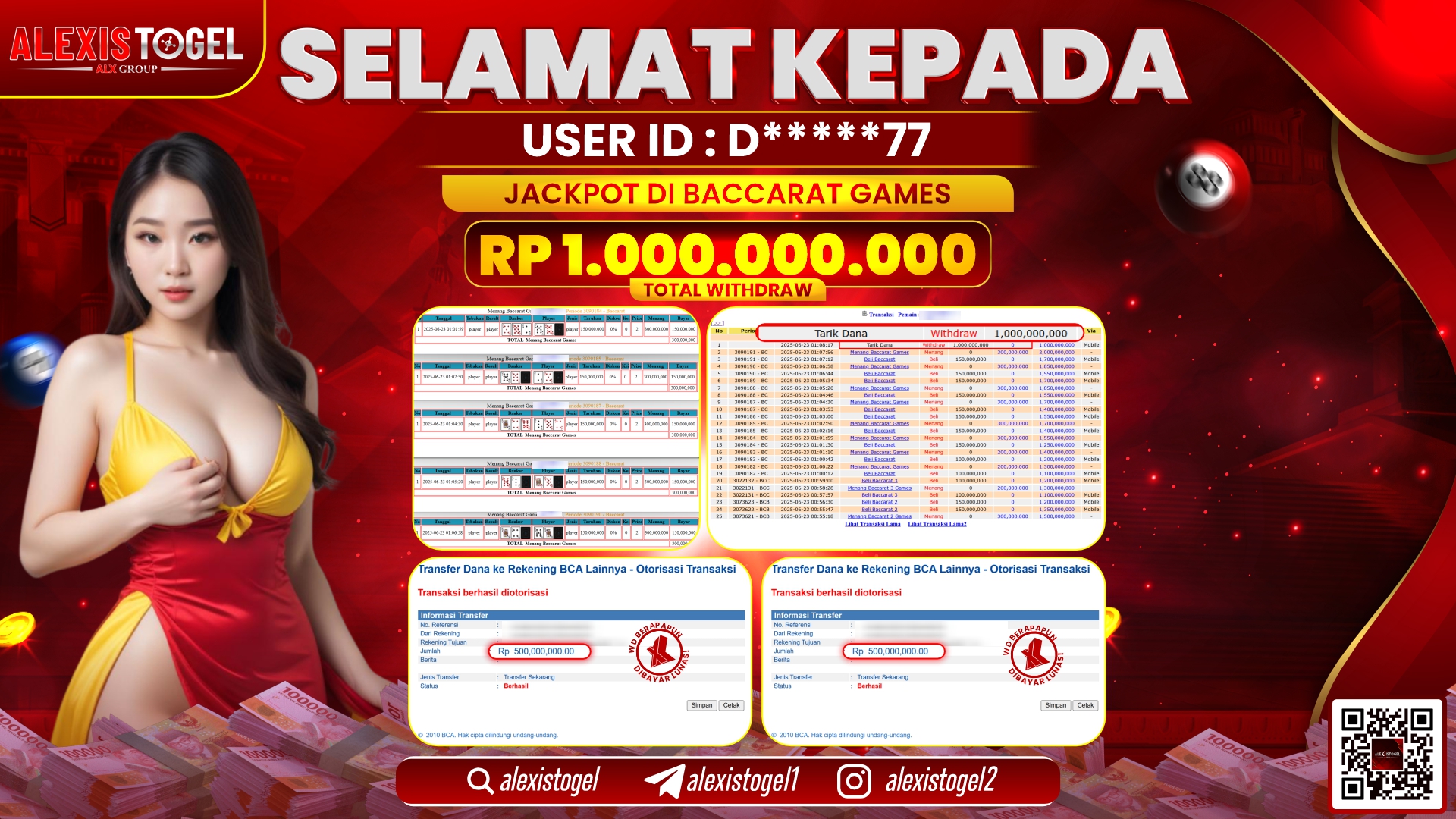 ALEXISTOGEL di CASINO BACCARAT GAMES RP.1.000.000.000 LUNAS