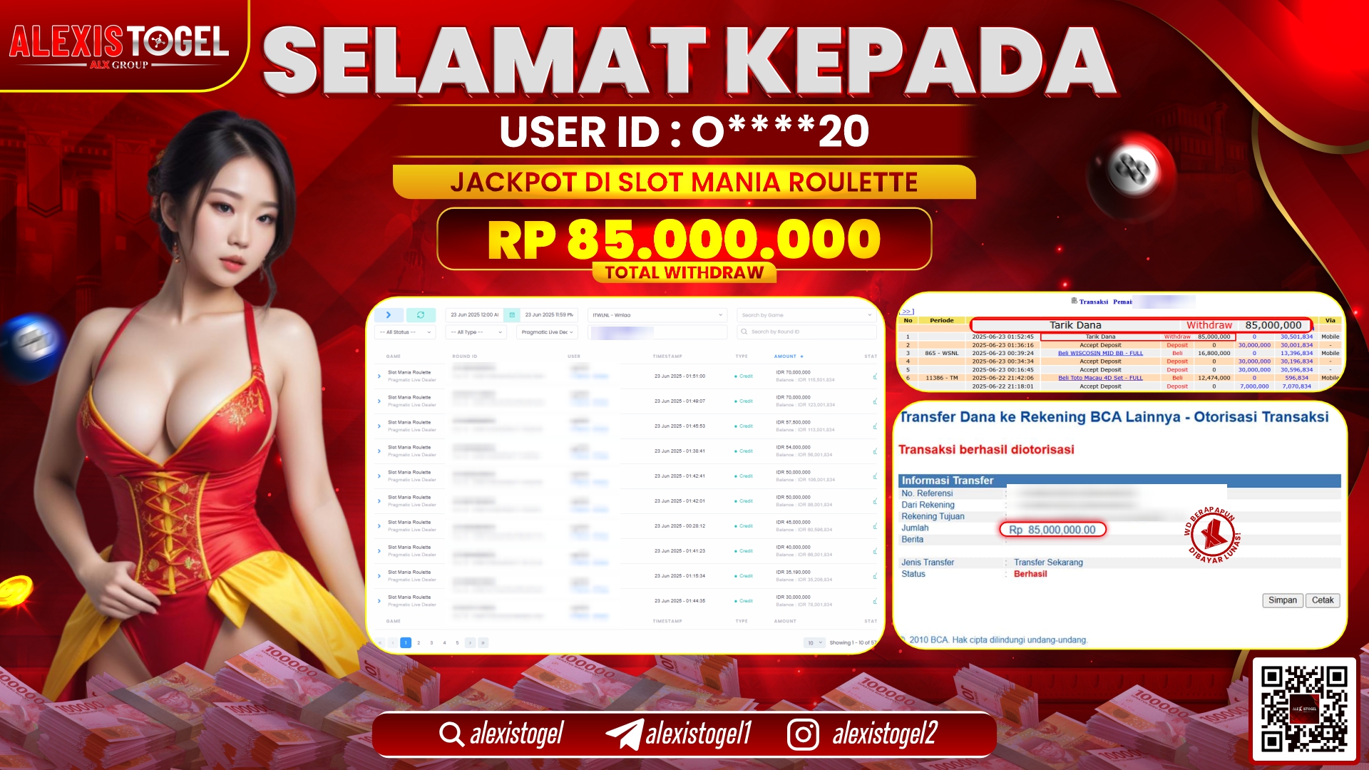 ALEXISTOGEL di SLOT MANIA ROULETTE RP.85.000.000 LUNAS