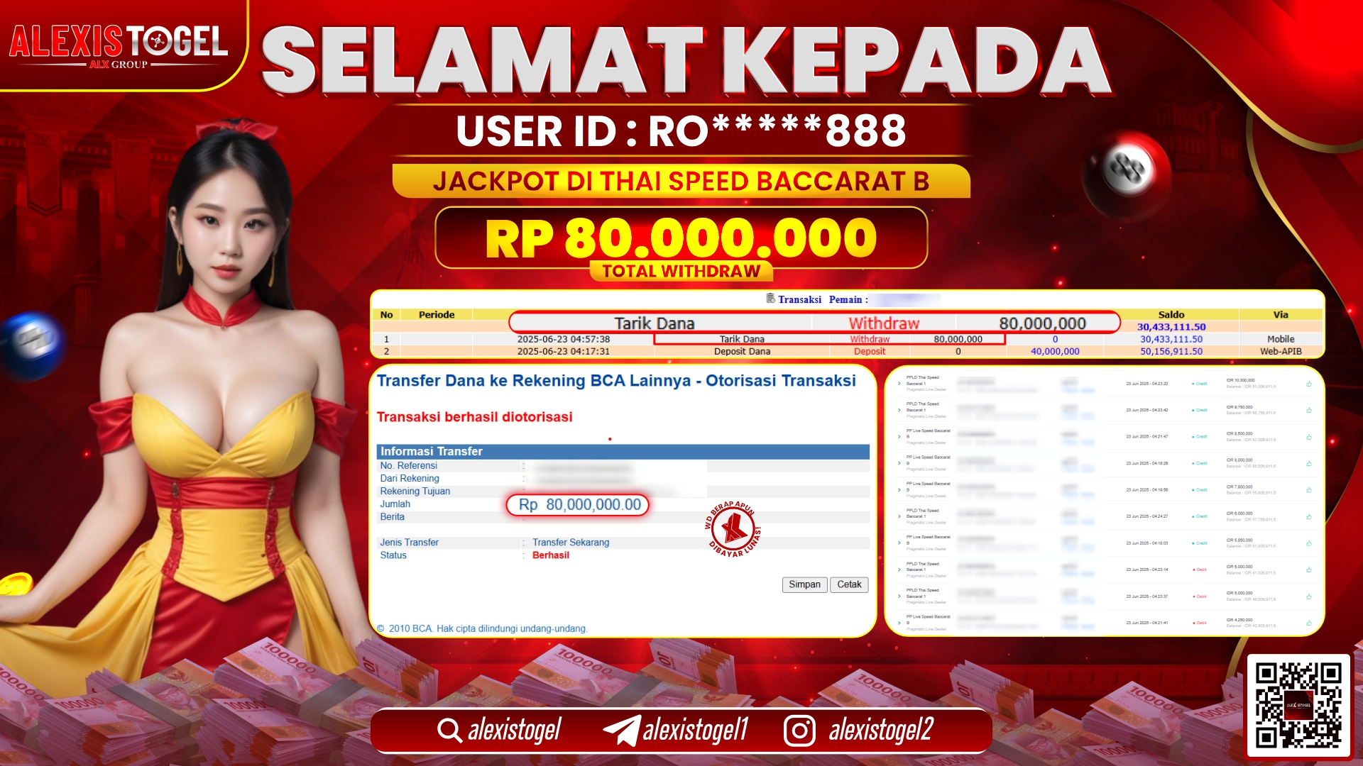 ALEXISTOGEL di PP THAI SPEED BACCARAT RP.80.000.000 LUNAS