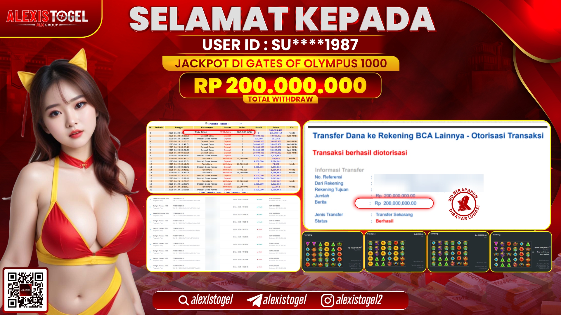 ALEXISTOGEL di SLOT GATES OF OLYMPUS 1000 RP.200.000.000 LUNAS