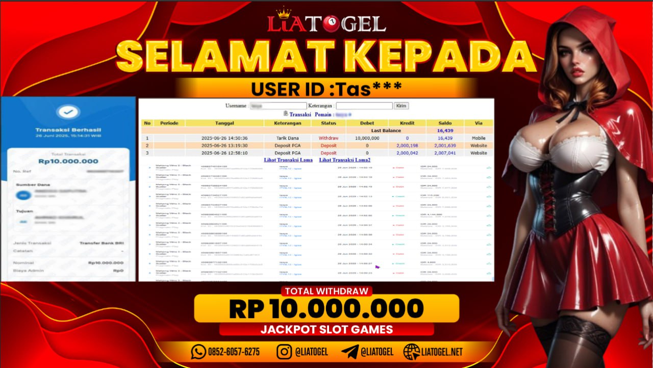 LIATOGEL - JACKPOT SLOT MAHJONG WINS 3 RP 13.000.000,- LUNAS
