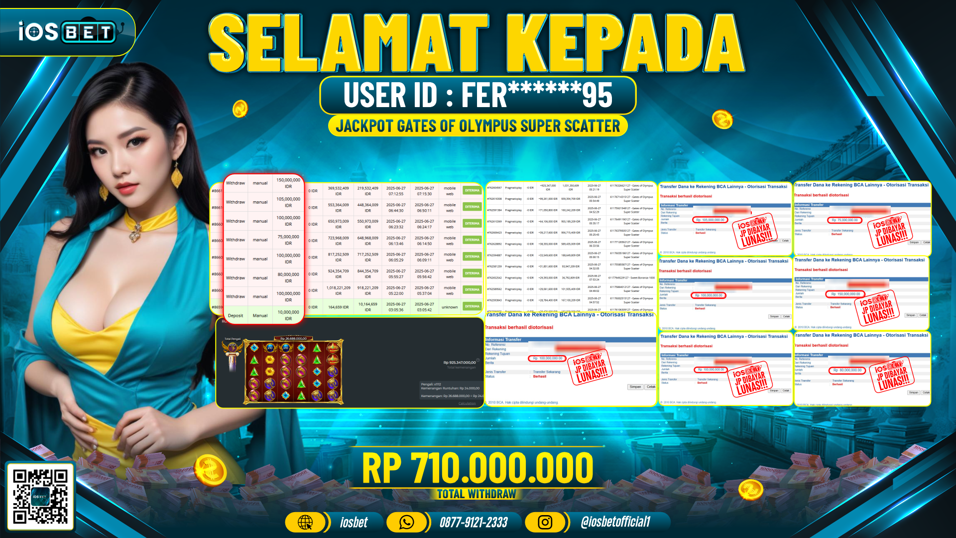 Bukti Pembayaran LUNAS SLOT GAME GACOR Rp.710.000.000