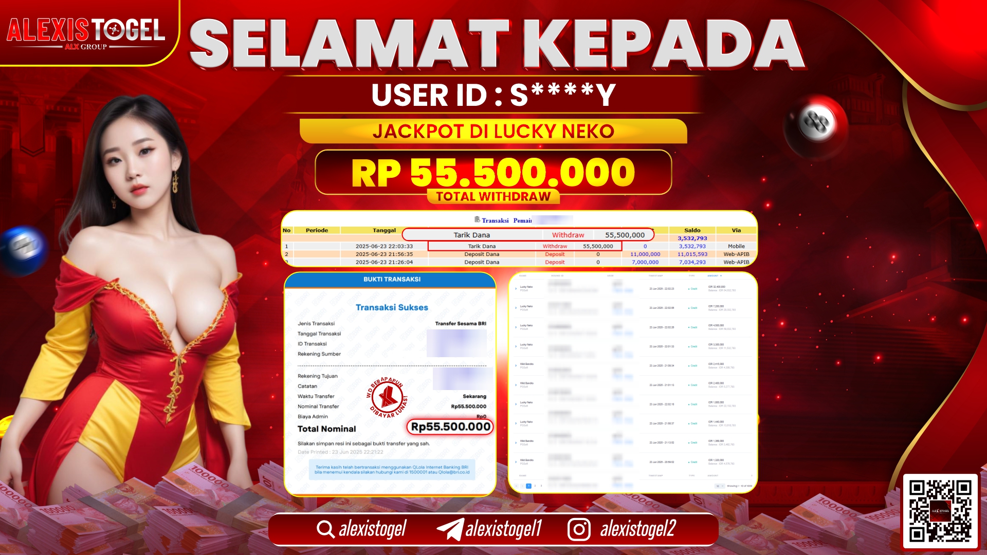 ALEXISTOGEL di SLOT LUCKY NEKO RP.55.500.000 LUNAS