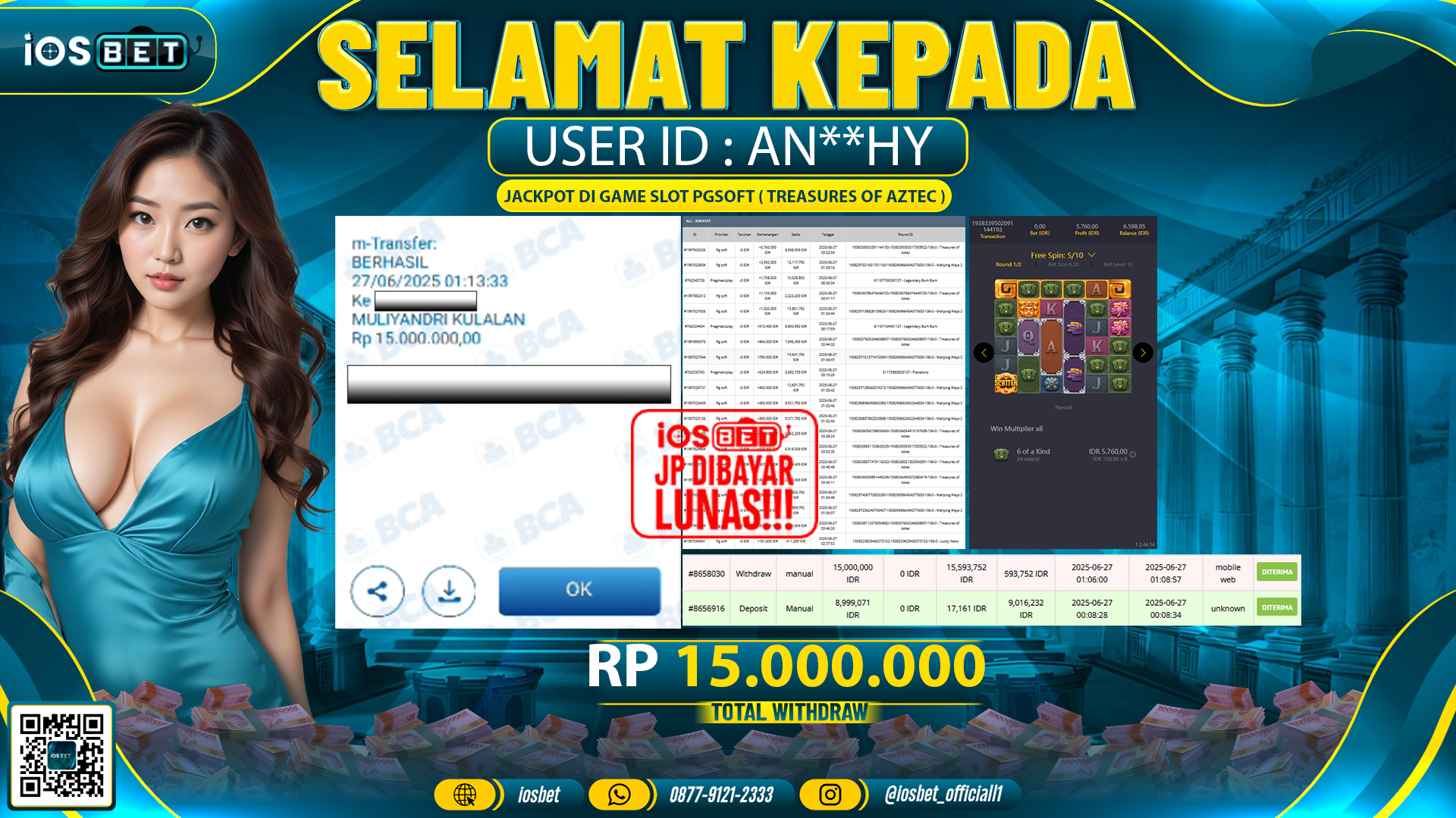 Bukti Pembayaran LUNAS SLOT GAME GACOR Rp.15.000.000