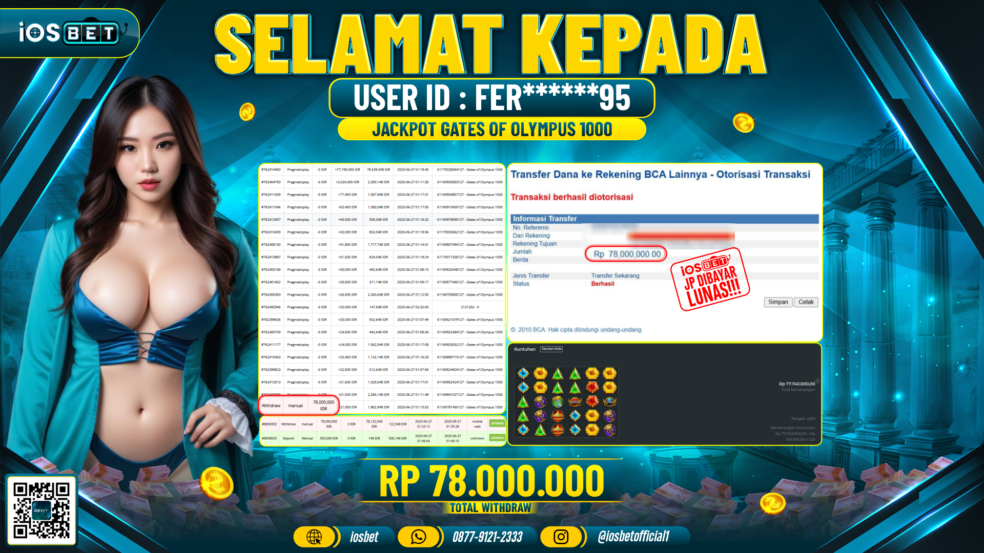 Bukti Pembayaran LUNAS SLOT GAME GACOR Rp.78.000.000