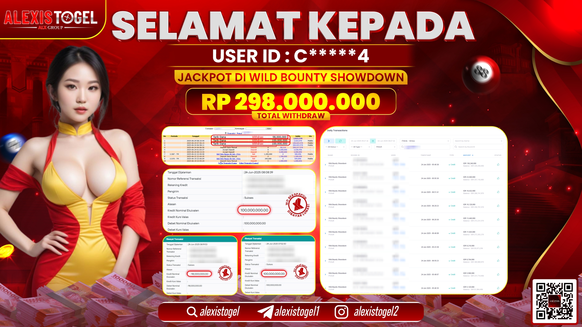 ALEXISTOGEL di SLOT WILD BOUNTY SHOWDOWN RP.298.000.000 LUNAS