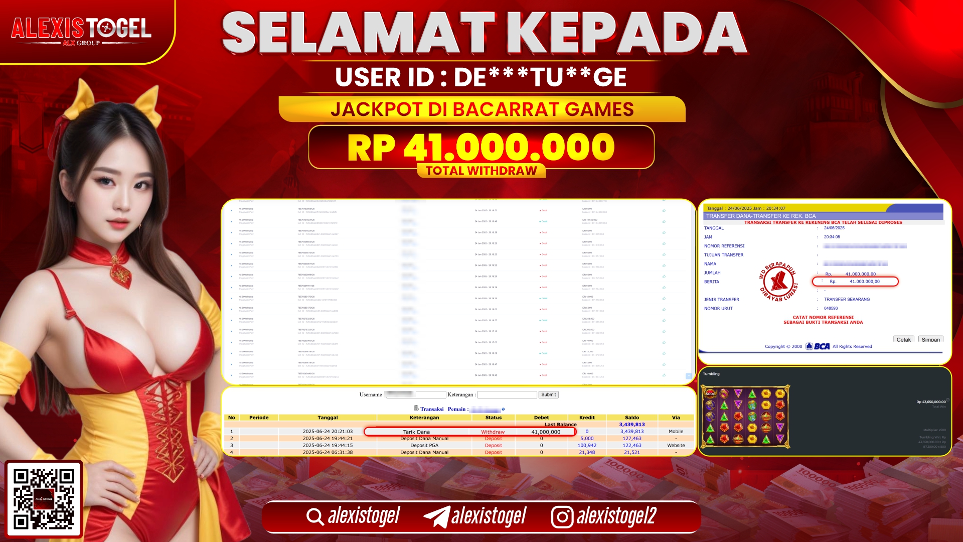 ALEXISTOGEL di PP BACCARAT GAMES RP.41.000.000 LUNAS