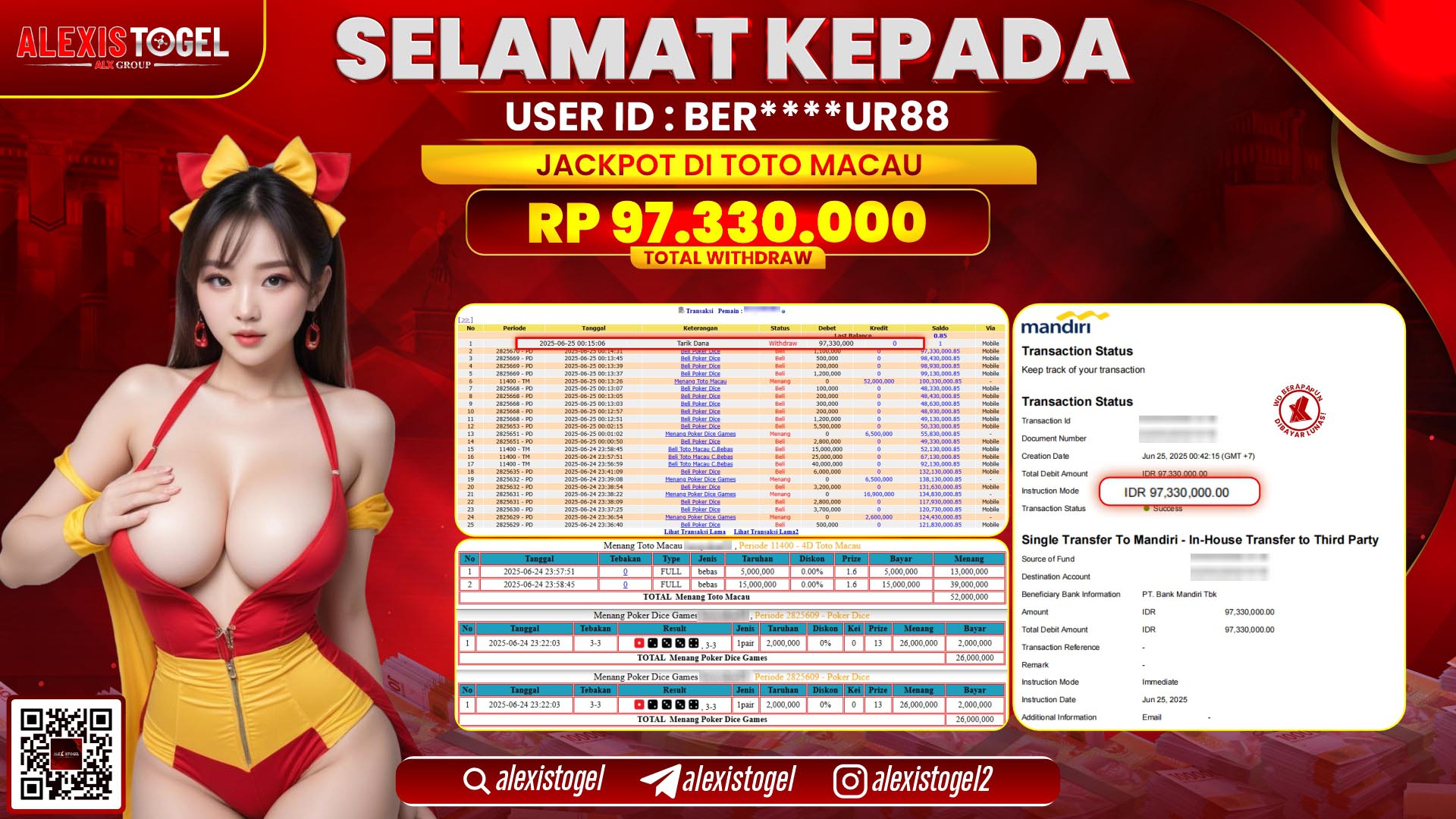 ALEXISTOGEL di TOGEL TOTOMACAU RP.97.330.000 LUNAS