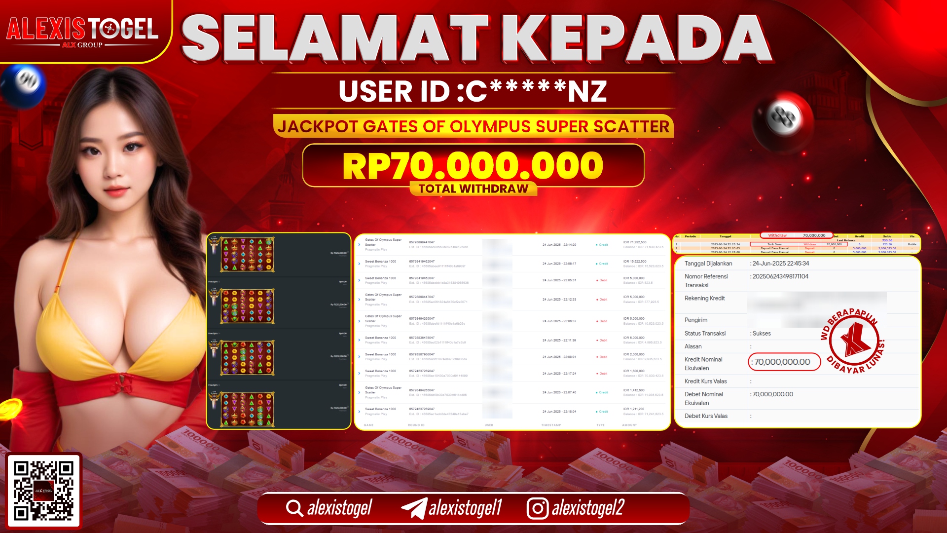 ALEXISTOGEL di SLOT GATES OLYMPUS SUPER SCATTER RP.70.000.000 LUNAS