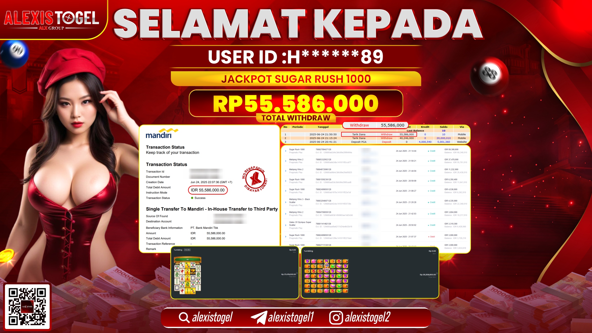 ALEXISTOGEL di SLOT SUGAR RUSH RP.55.586.000 LUNAS