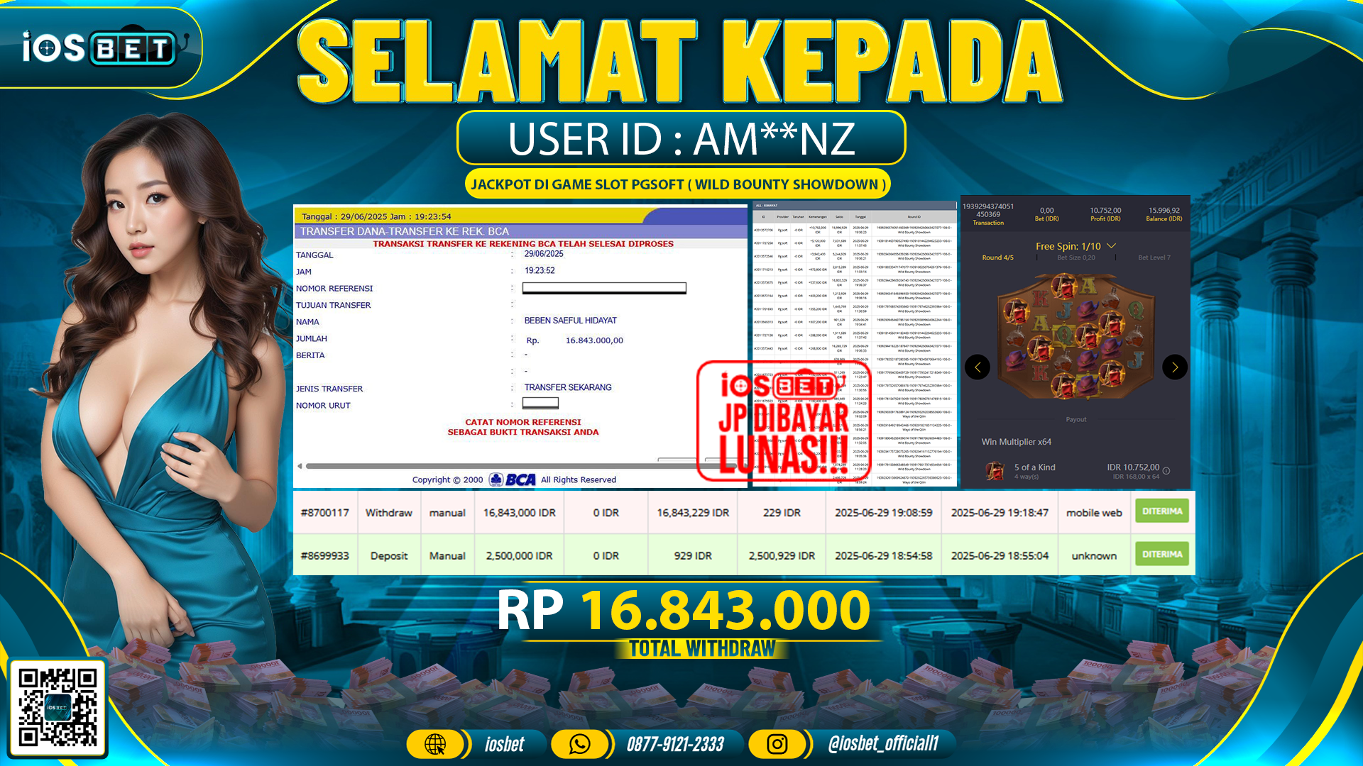 Bukti Pembayaran LUNAS SLOT GAME GACOR Rp.16.843.000