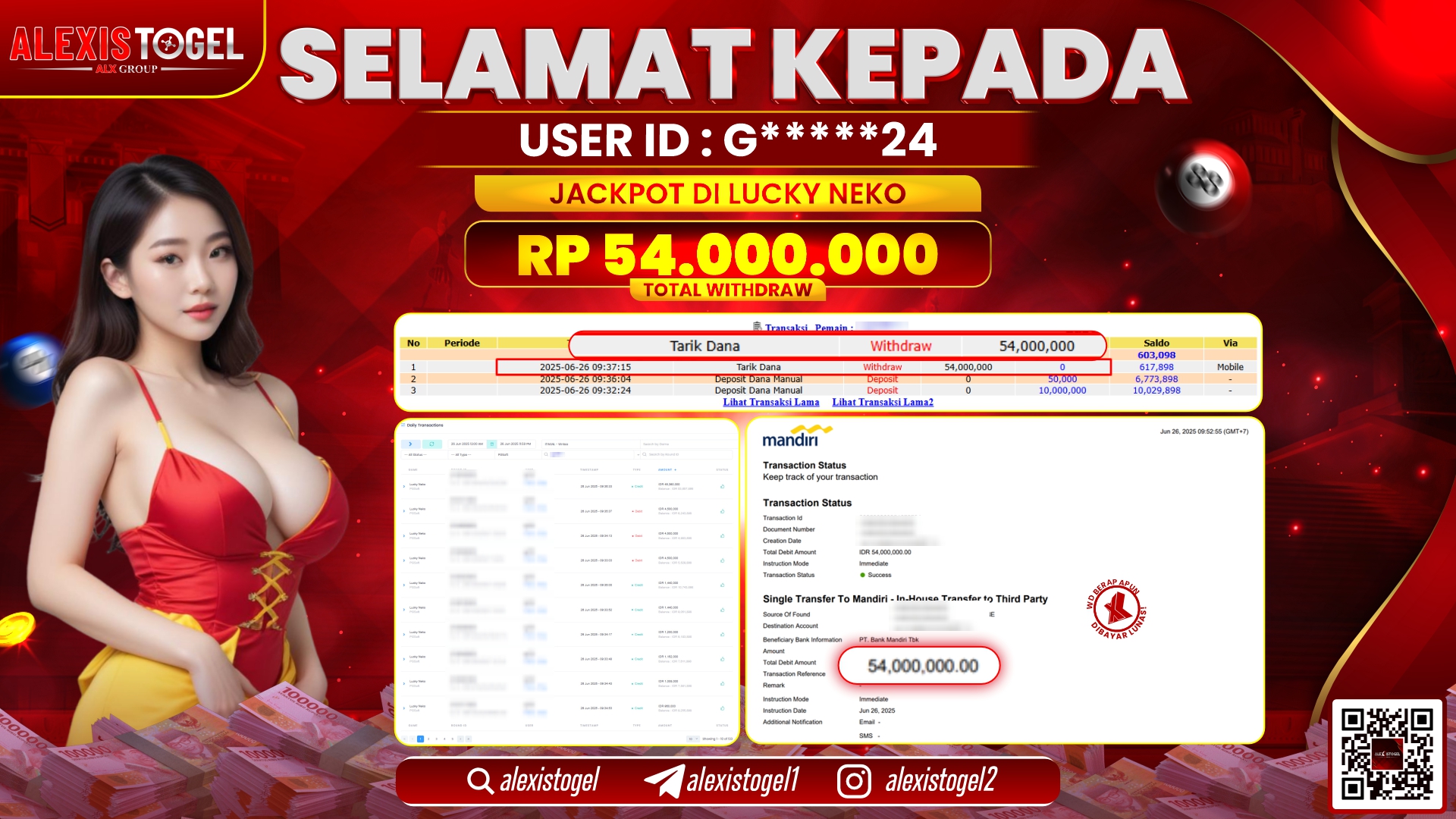 ALEXISTOGEL di SLOT LUCKY NEKO RP.54.000.000 LUNAS