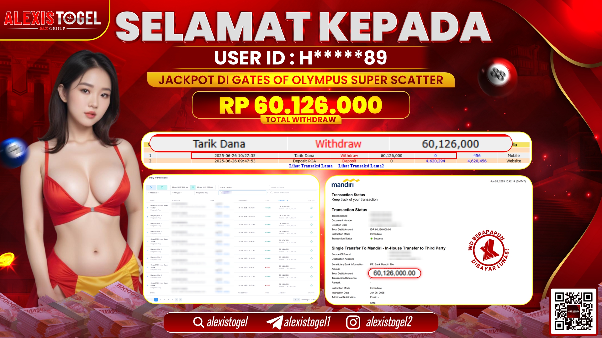 ALEXISTOGEL di SLOT GATES OF OLYMPUS SUPER SCATTER RP.60.126.000 LUNAS