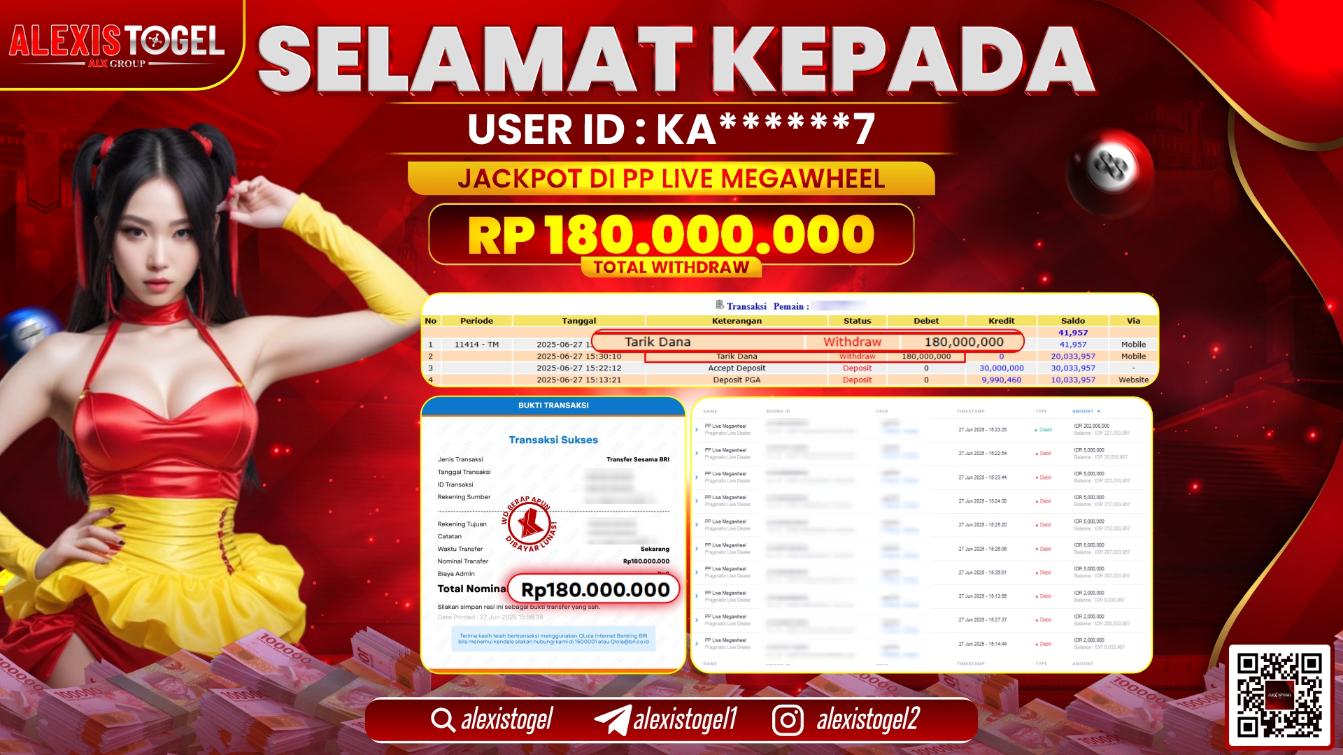 ALEXISTOGEL di PP LIVE MEGAWHEEL RP.180.000.000 LUNAS