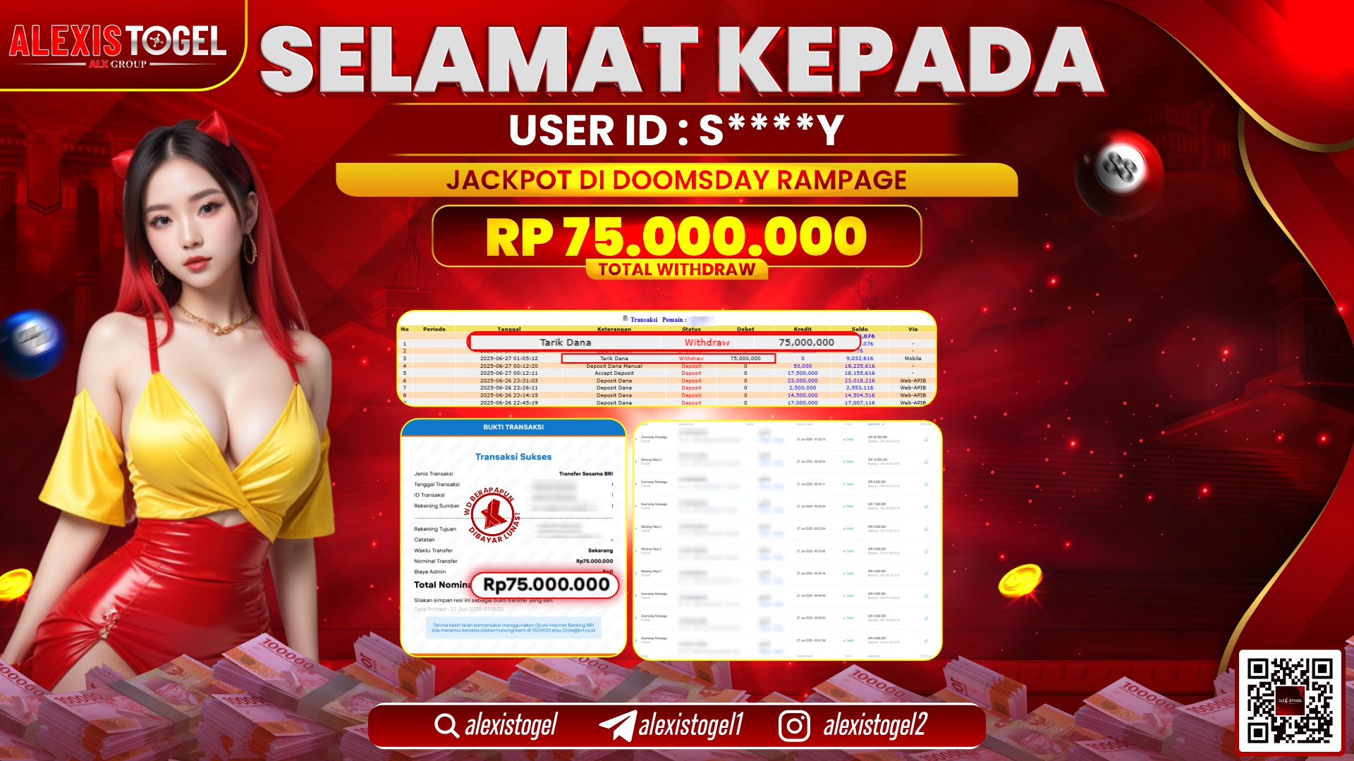 ALEXISTOGEL di SLOT DOOMSDAY RAMPAGE RP.75.000.000 LUNAS