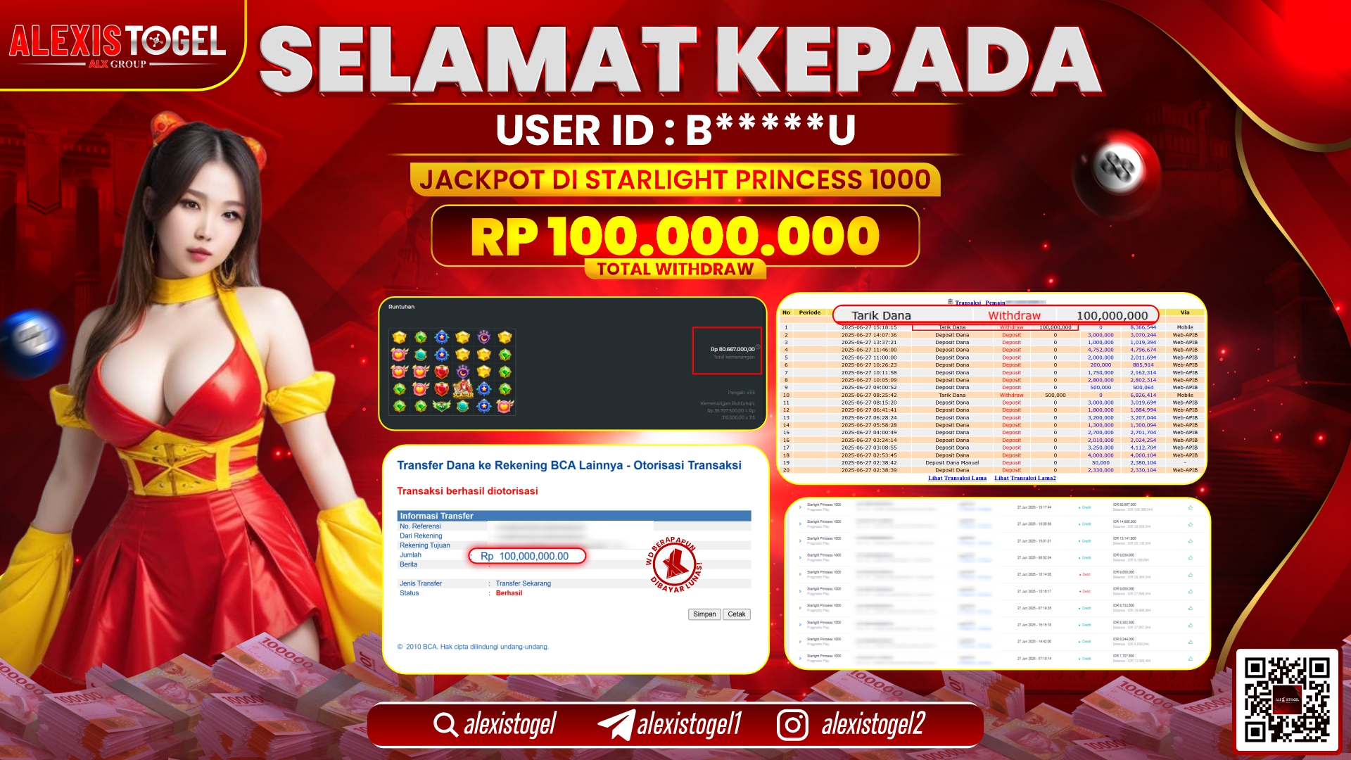 ALEXISTOGEL di SLOT STARLIGHT PRINCESS RP.100.000.000 LUNAS