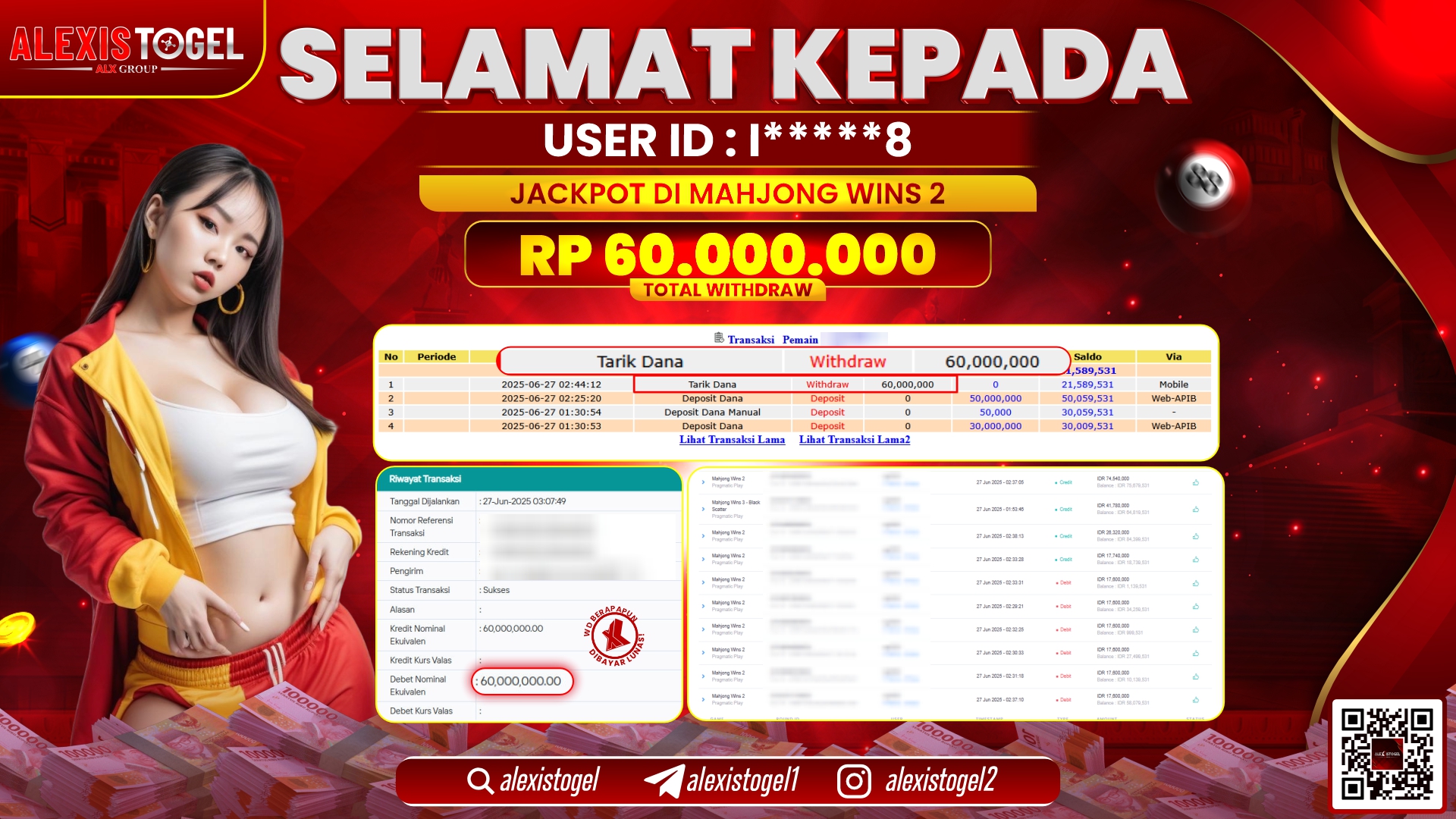 ALEXISTOGEL di SLOT MAHJONG WINS 2 RP.60.000.000 LUNAS