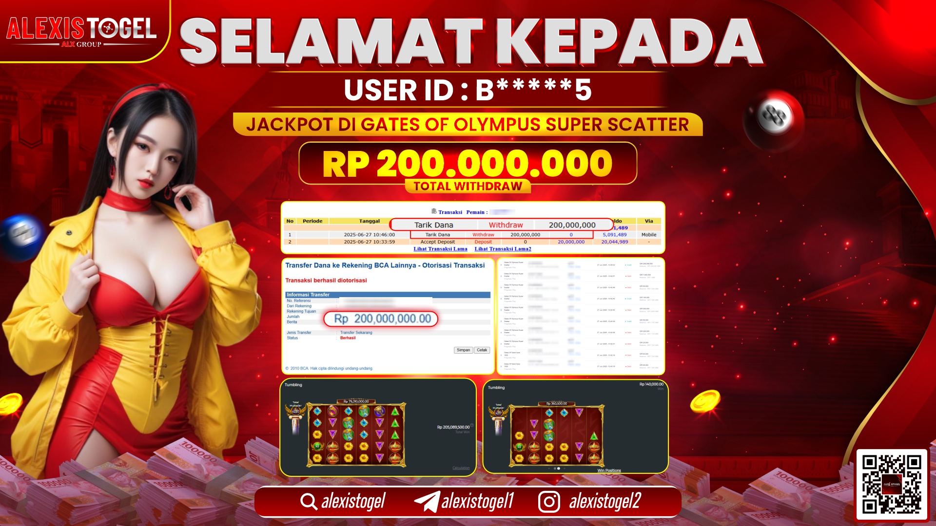 ALEXISTOGEL di SLOT GATES OF OLYMPUS SUPER SCATTER RP.200.000.000 LUNAS
