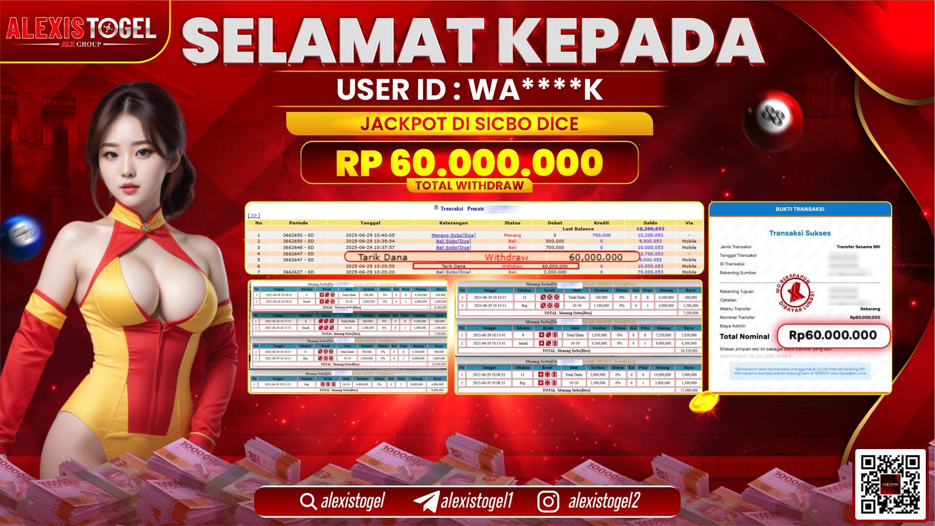 ALEXISTOGEL di CASINO SICBO DICE RP.60.000.000 LUNAS