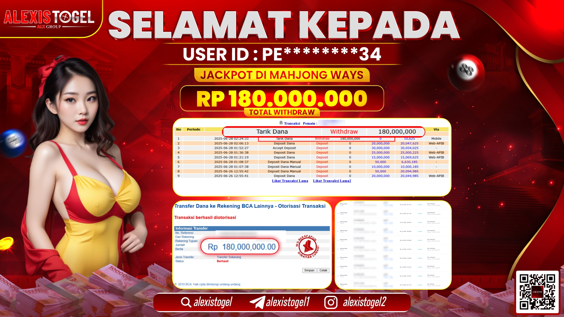 ALEXISTOGEL di SLOT MAHJONG WAYS RP.180.000.000 LUNAS