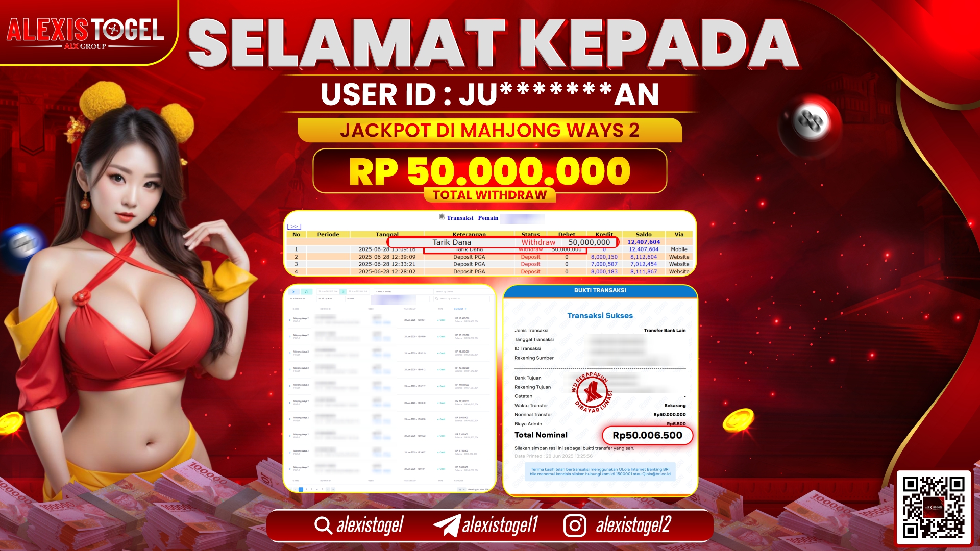 ALEXISTOGEL di SLOT MAHJONG WAYS 2 RP.50.000.000 LUNAS