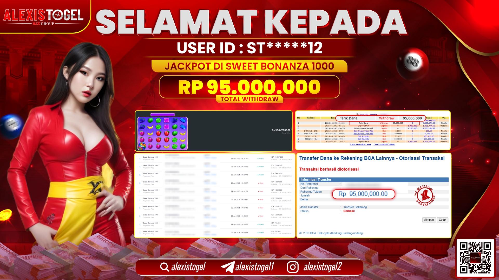 ALEXISTOGEL di SLOT SWEET BONANZA 1000 RP.95.000.000 LUNAS