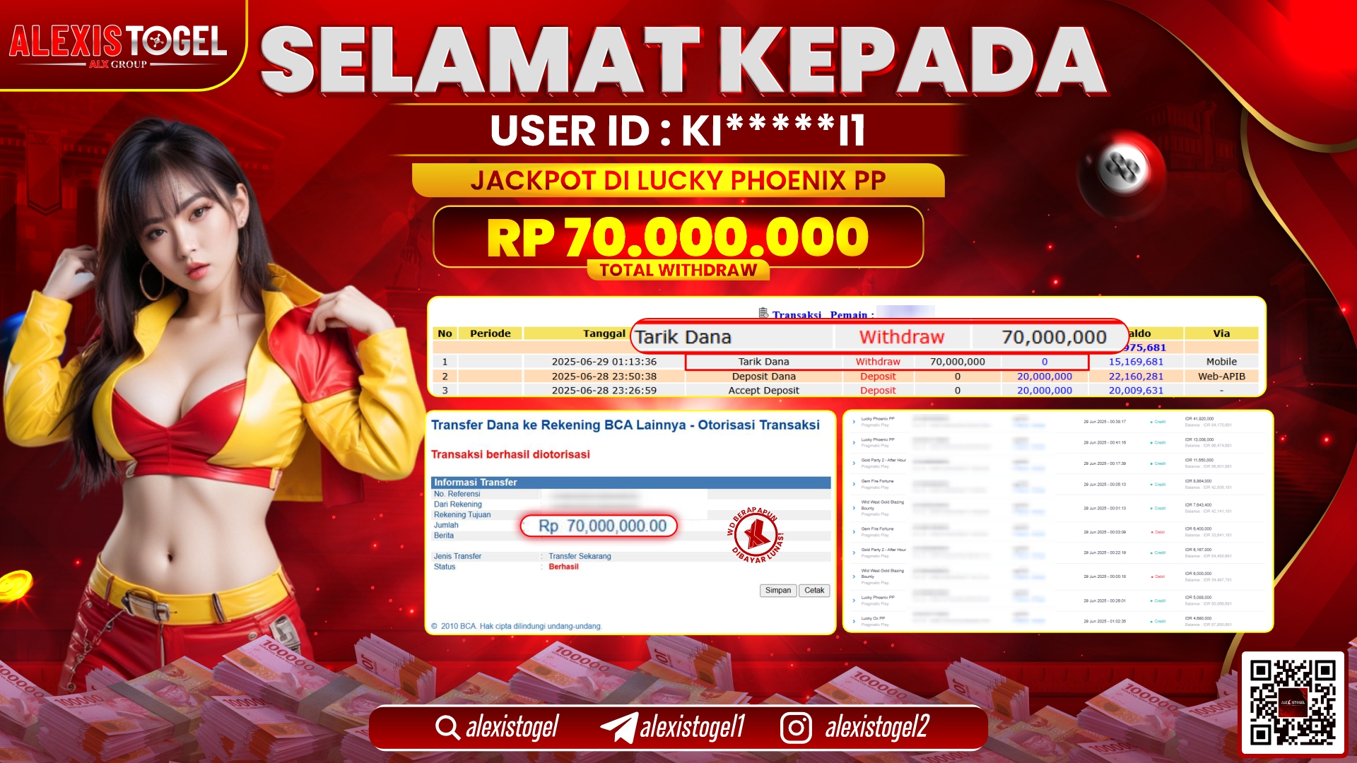 ALEXISTOGEL di PP LUCKY PHOENIX RP.70.000.000 LUNAS