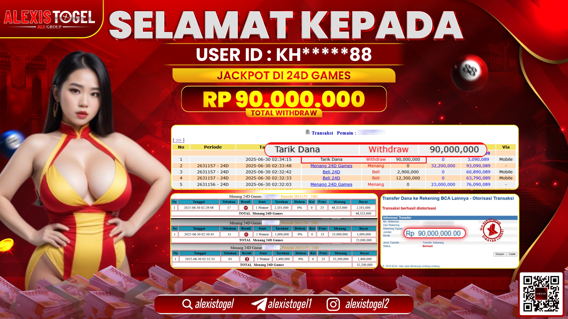 ALEXISTOGEL di CASINO 24D GAMES RP.90.000.000 LUNAS