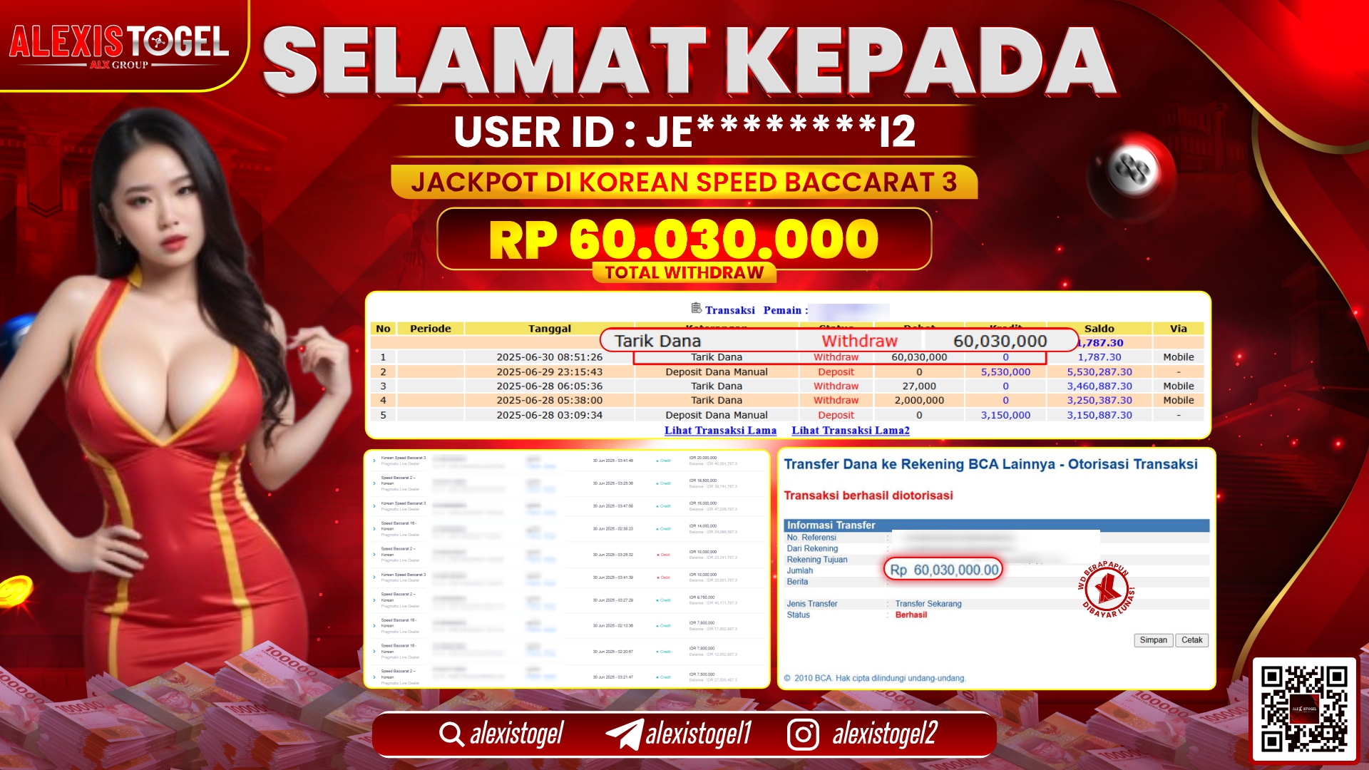 ALEXISTOGEL di KOREAN SPEED BACCARAT 3 RP.60.030.000 LUNAS