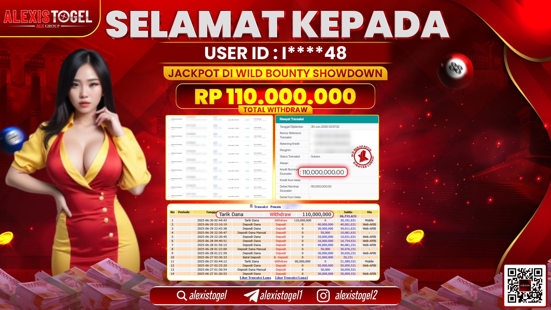 ALEXISTOGEL di SLOT BOUNTY SHOWDOWN RP.110.000.000 LUNAS