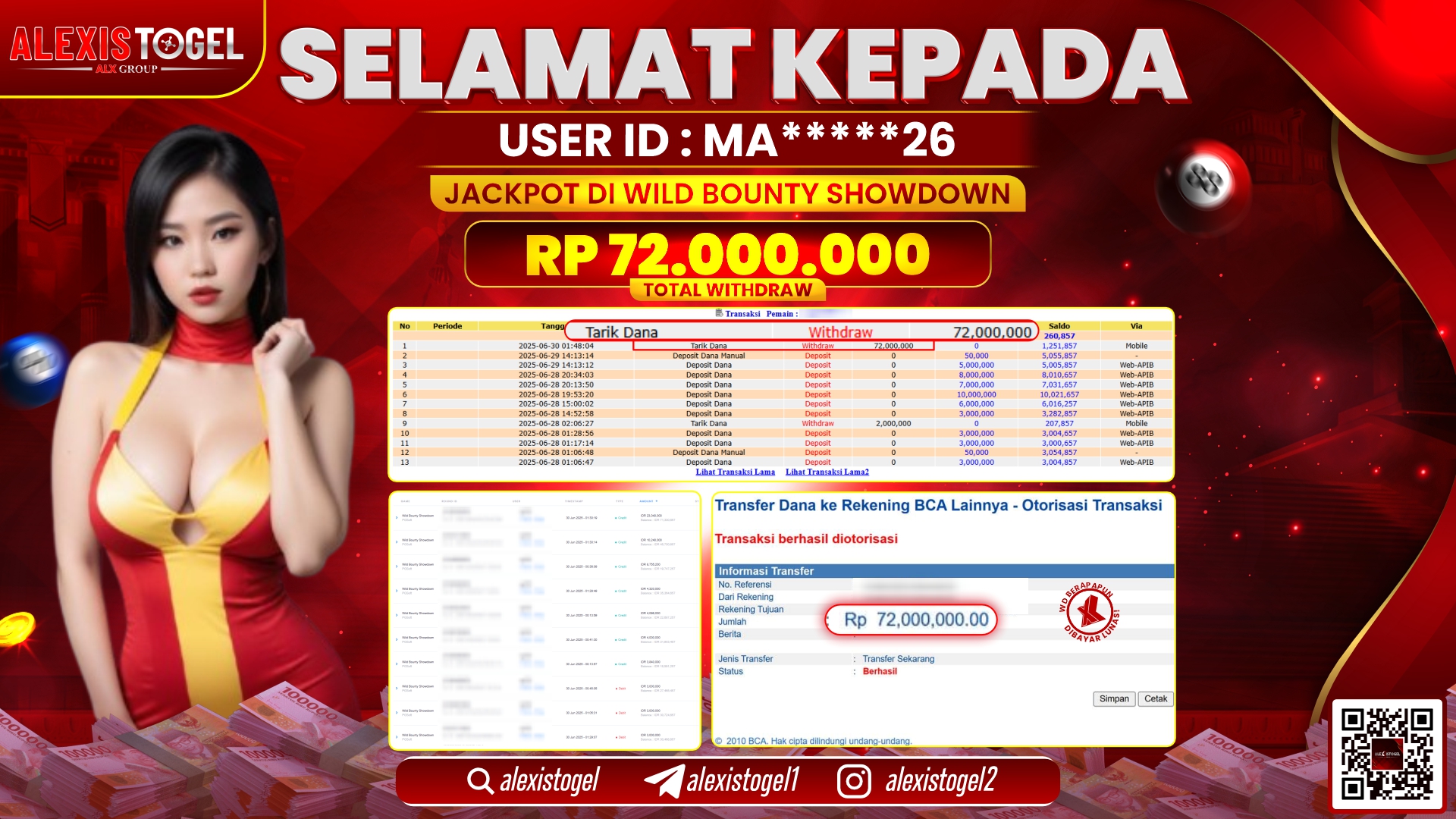 ALEXISTOGEL di SLOT WILD BOUNTY RP.72.000.000 LUNAS