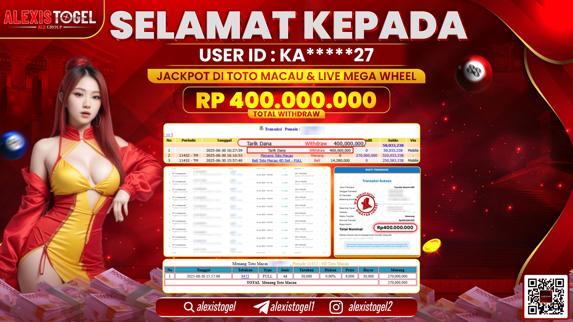 ALEXISTOGEL di TOGEL TOTOMACAU & LIVE MEGA WHEEL RP.400.000.000 LUNAS