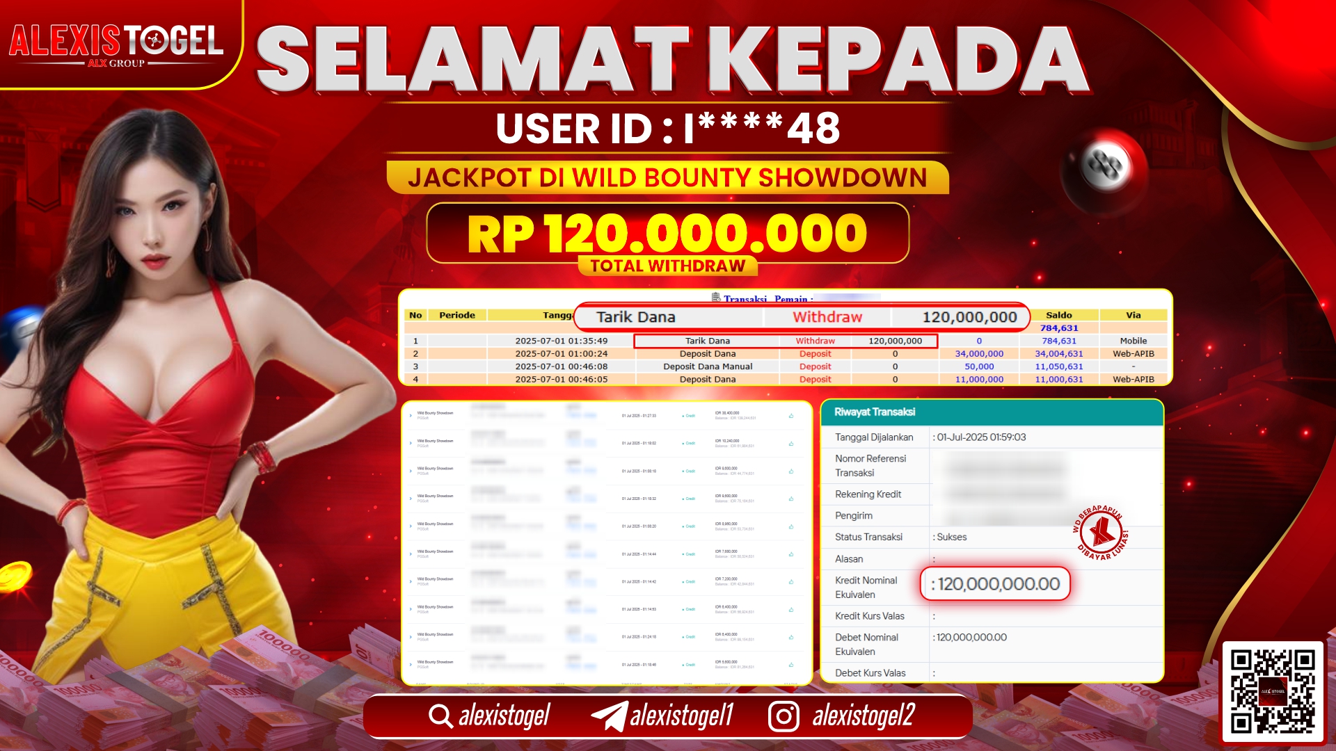 ALEXISTOGEL di SLOT WILD BOUNTY SHOWDOWN RP.120.000.000 LUNAS