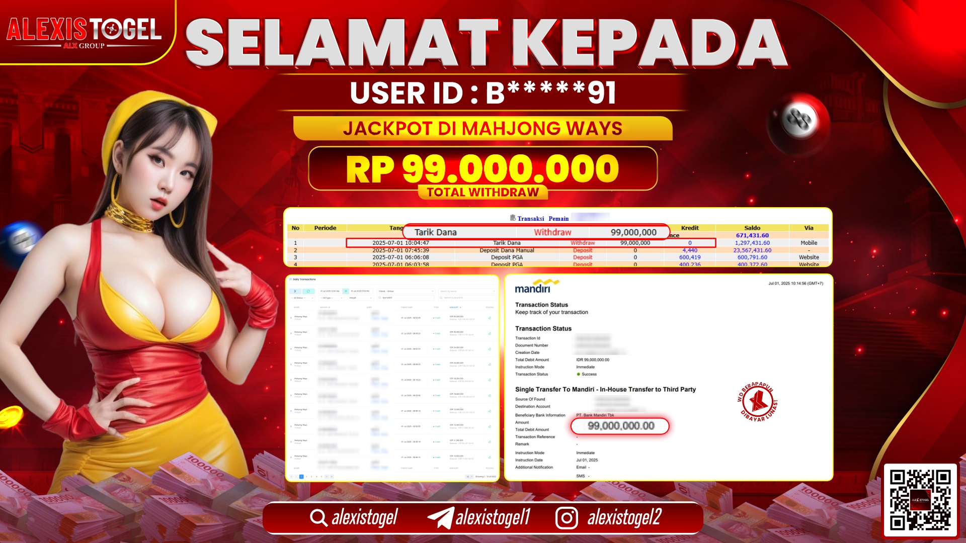 ALEXISTOGEL di SLOT MAHJONG WAYS RP.99.000.000 LUNAS