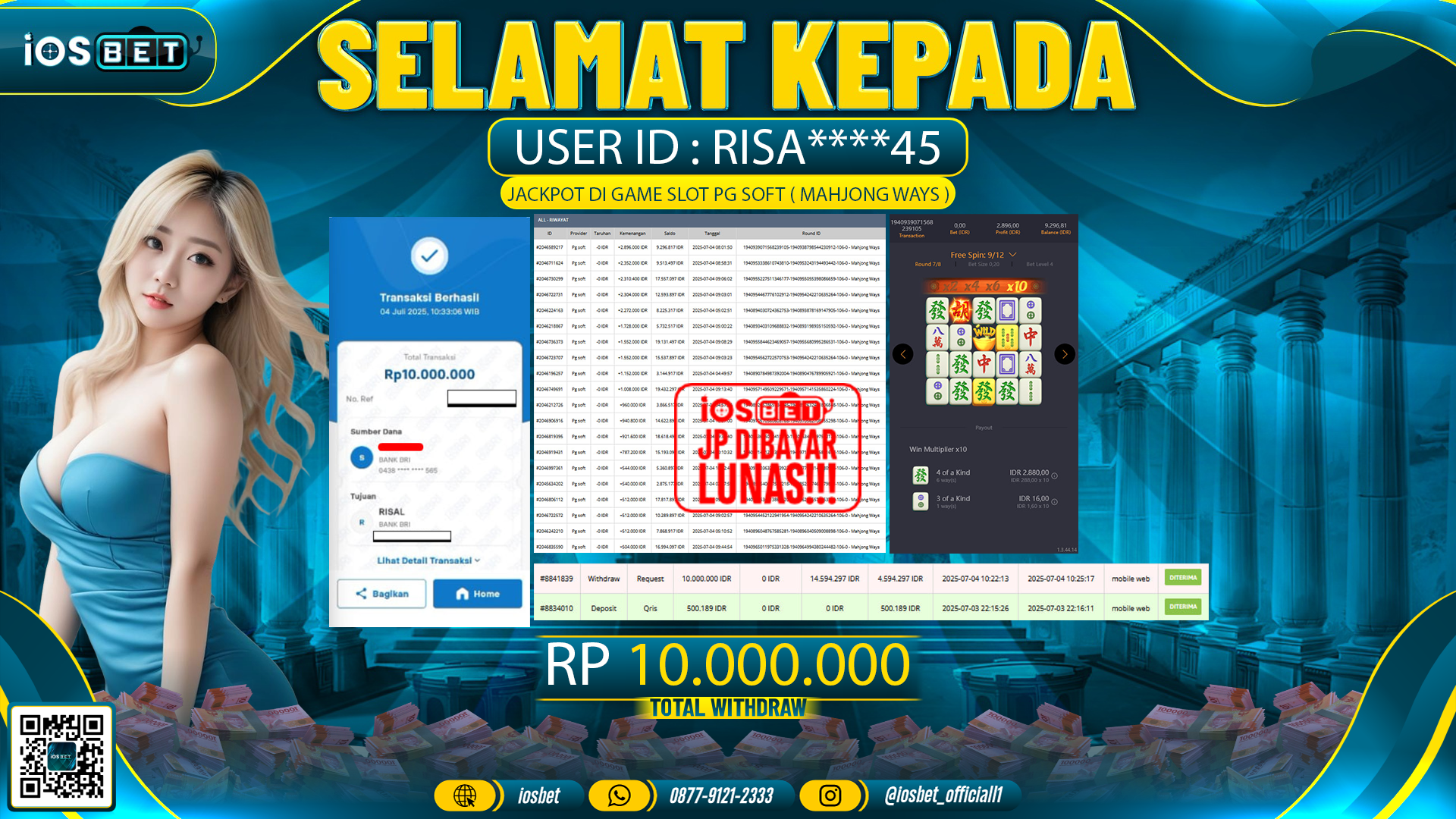 Bukti Pembayaran LUNAS SLOT GAME GACOR  Rp.10.000.000