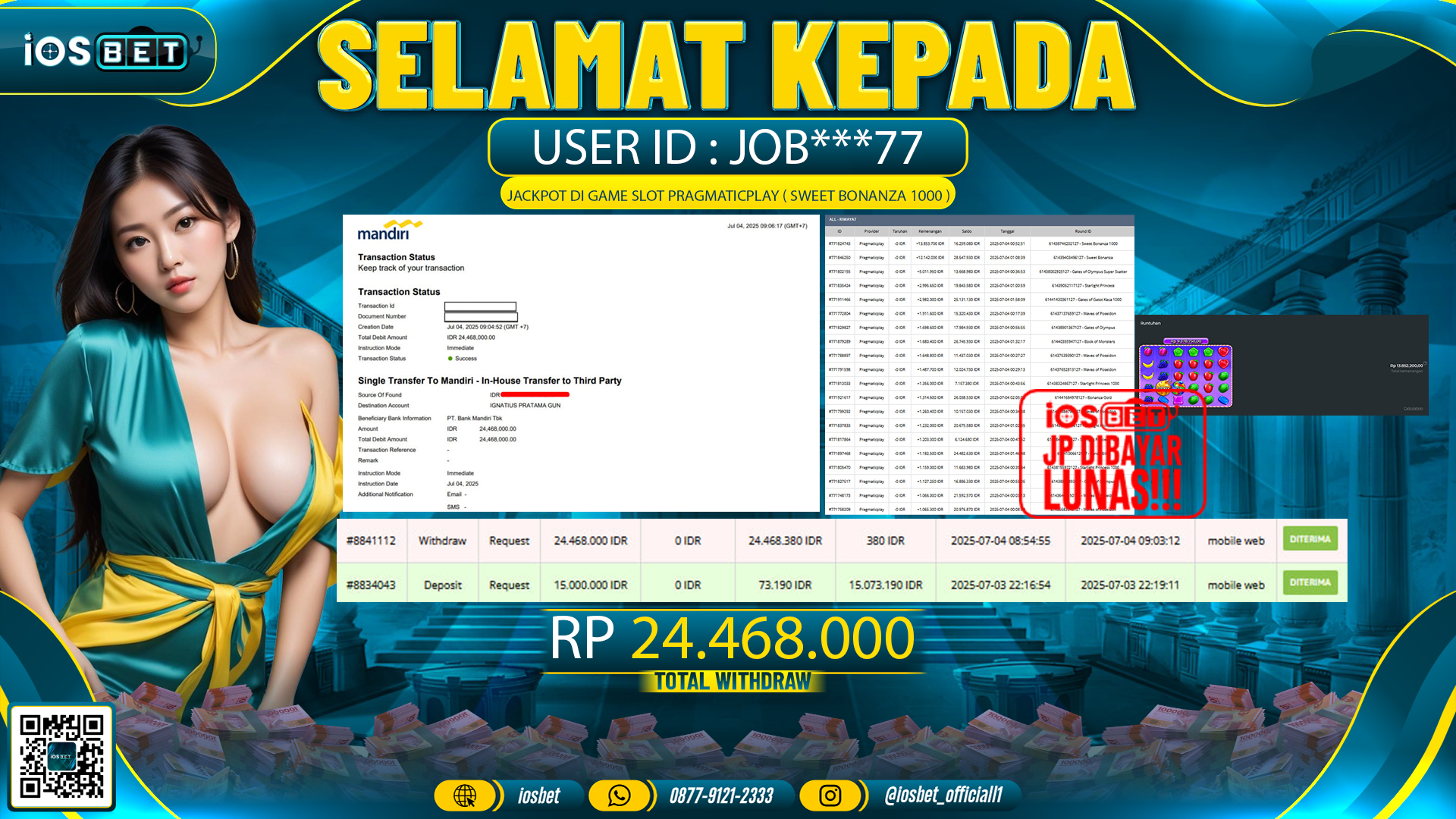 Bukti Pembayaran LUNAS SLOT GAME GACOR  Rp.24.468.000