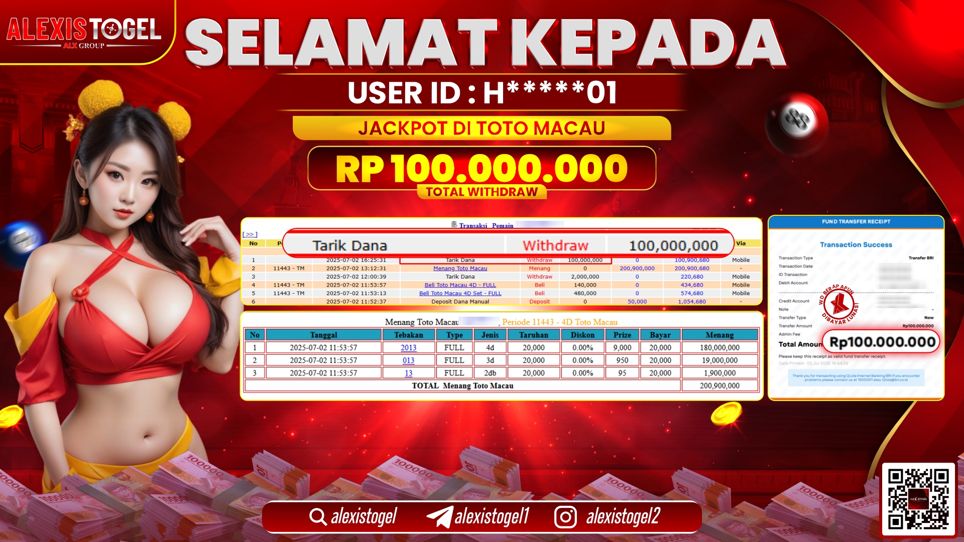 ALEXISTOGEL di TOGEL TOTOMACAU RP.100.000.000 LUNAS