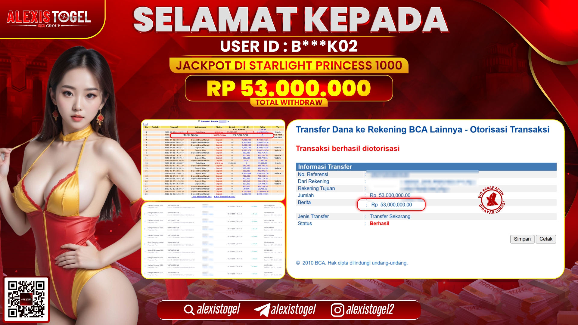 ALEXISTOGEL di SLOT STARLIGHT PRINCESS 1000 RP.53.000.000 LUNAS