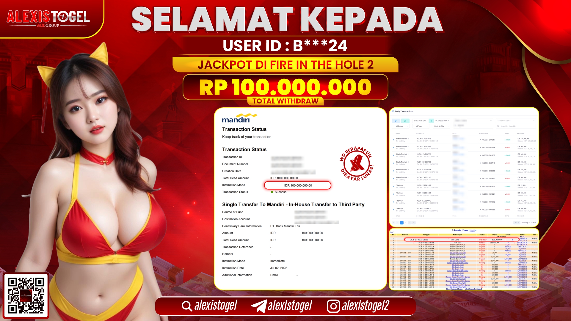 ALEXISTOGEL di NO LIMIT CITY RP.100.000.000 LUNAS