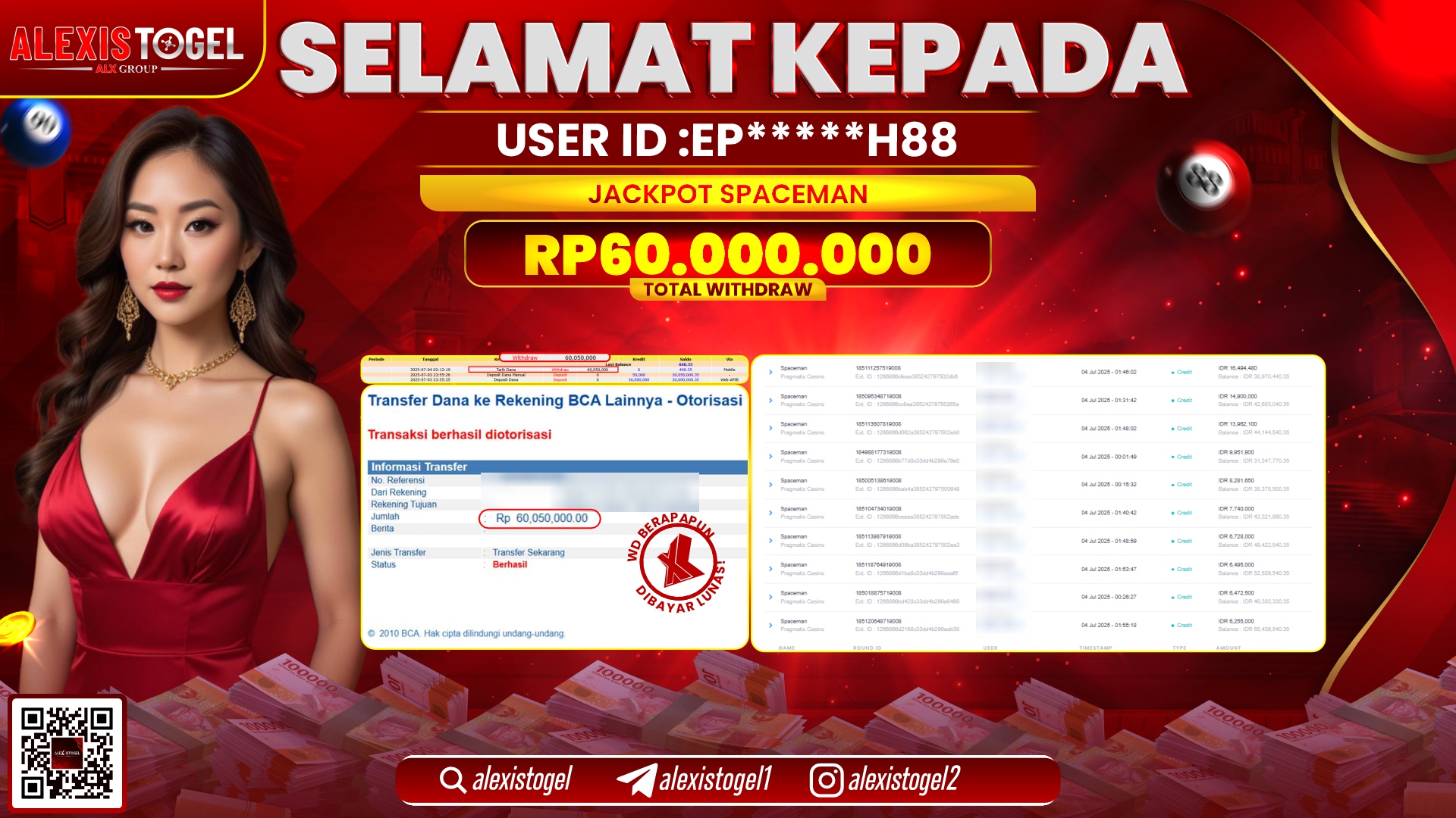 ALEXISTOGEL di SLOT SPACEMAN RP.60.000.000 LUNAS