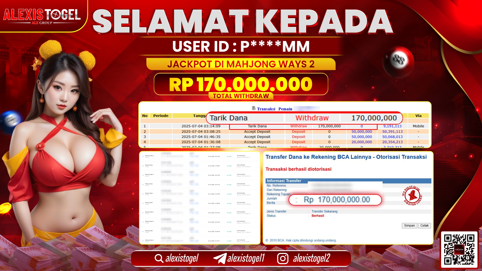 ALEXISTOGEL di SLOT MAHJONG WAYS 2 RP.170.000.000 LUNAS