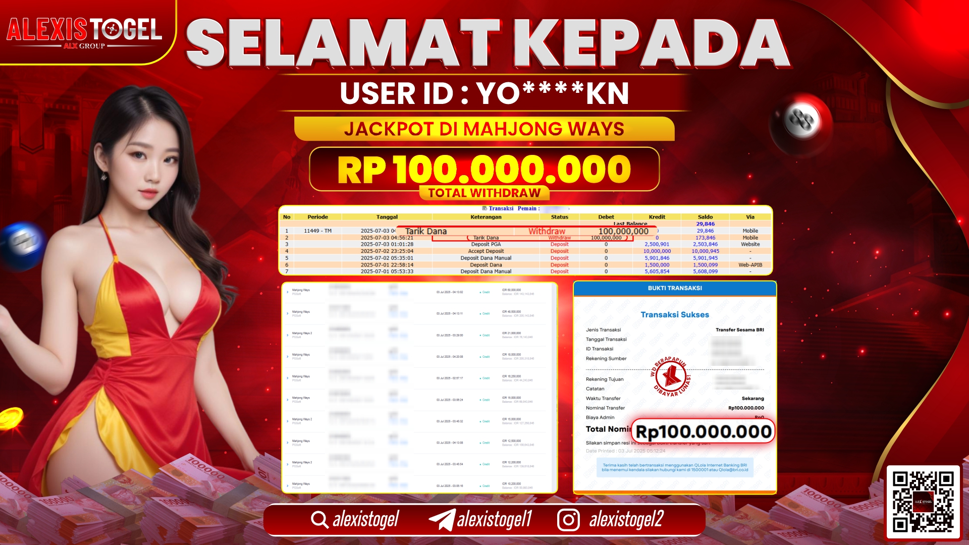 ALEXISTOGEL di SLOT MAHJONG WAYS RP.100.000.000 LUNAS