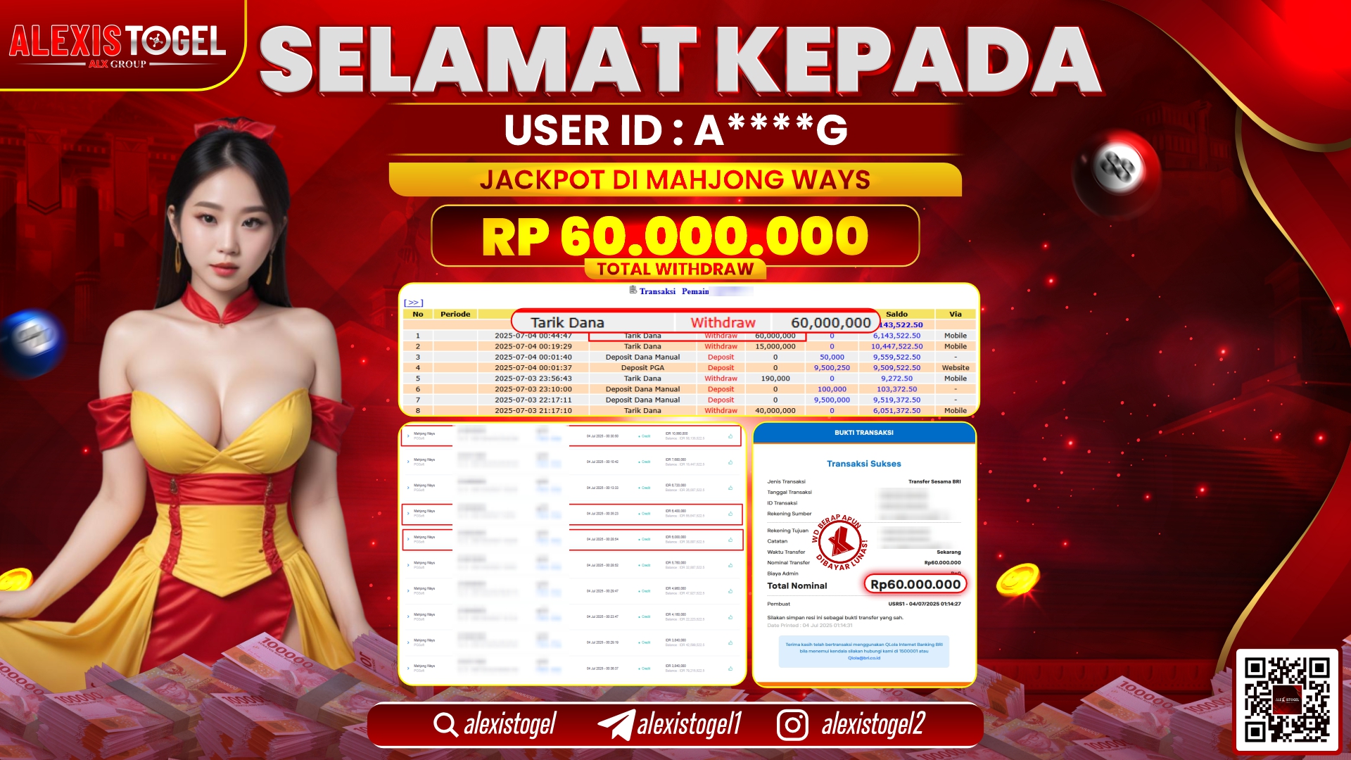 ALEXISTOGEL di SLOT MAHJONG WAYS RP.60.000.000 LUNAS