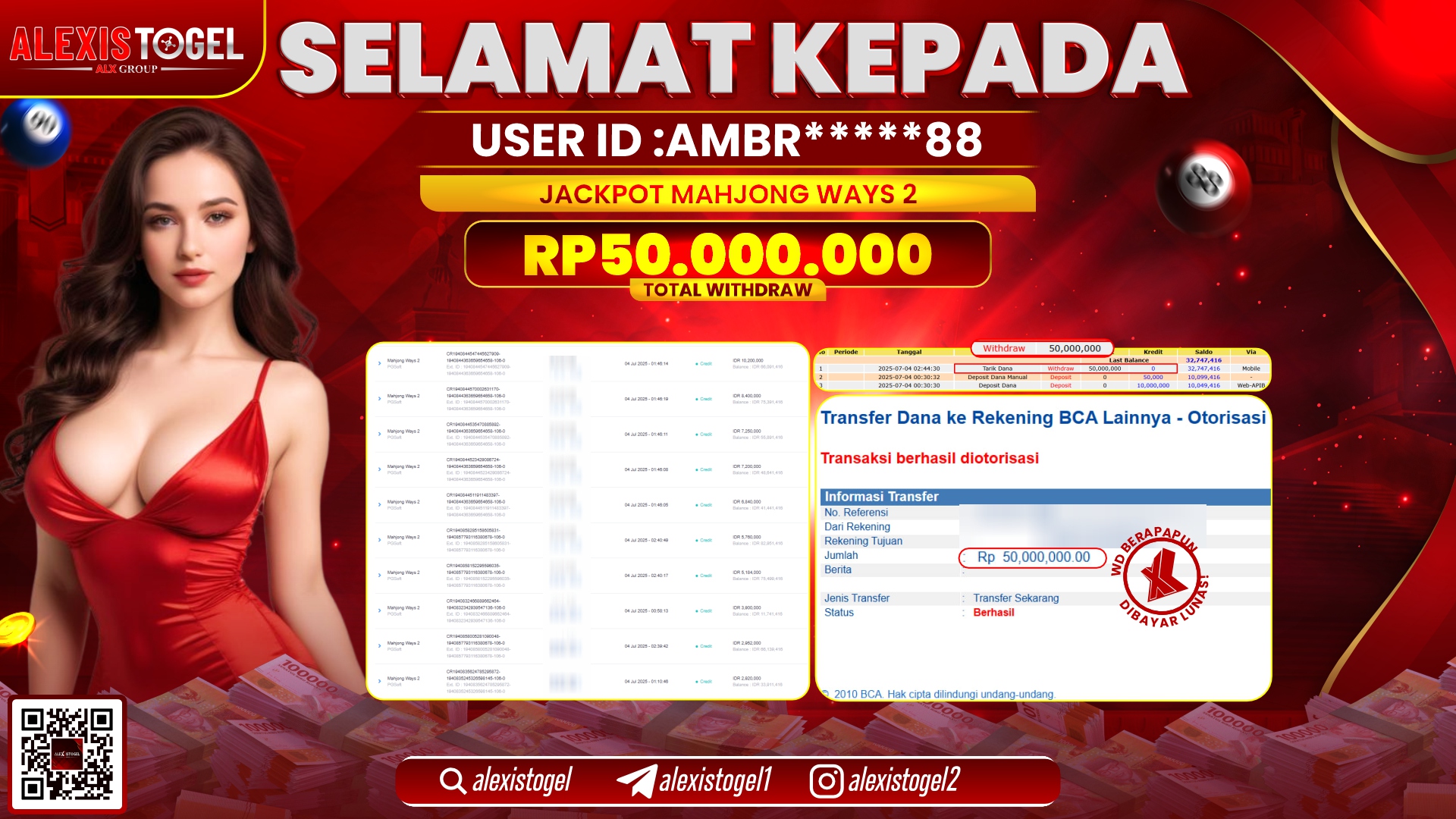 ALEXISTOGEL di SLOT MAHJONG WAYS 2 RP.50.000.000 LUNAS