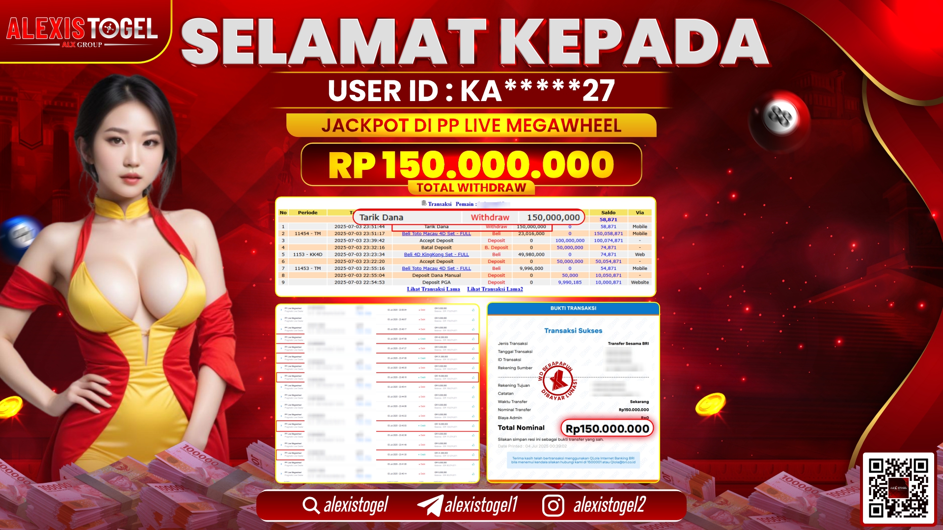 ALEXISTOGEL di PP LIVE MEGAWHEEL RP.150.000.000 LUNAS