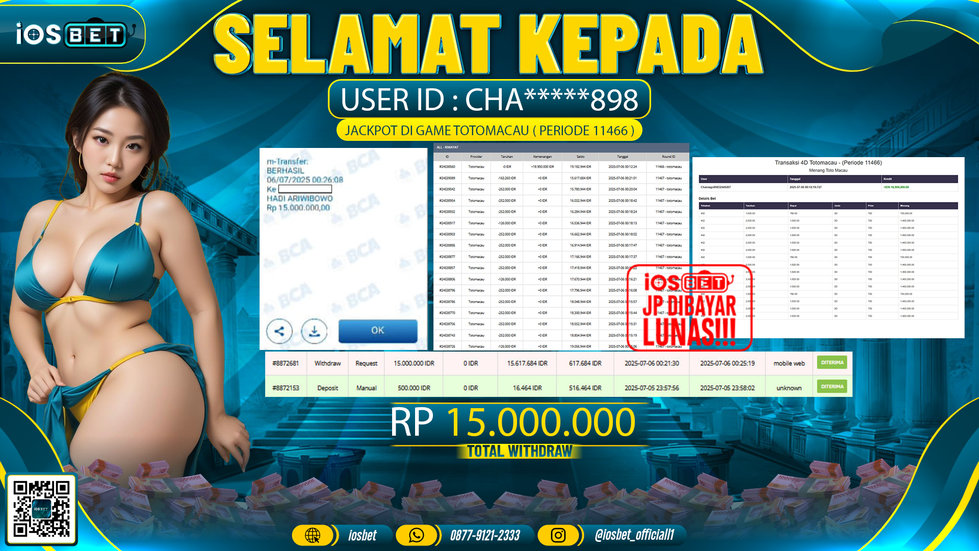 Bukti Pembayaran LUNAS LATTO GAME GACOR  Rp.15.000.000
